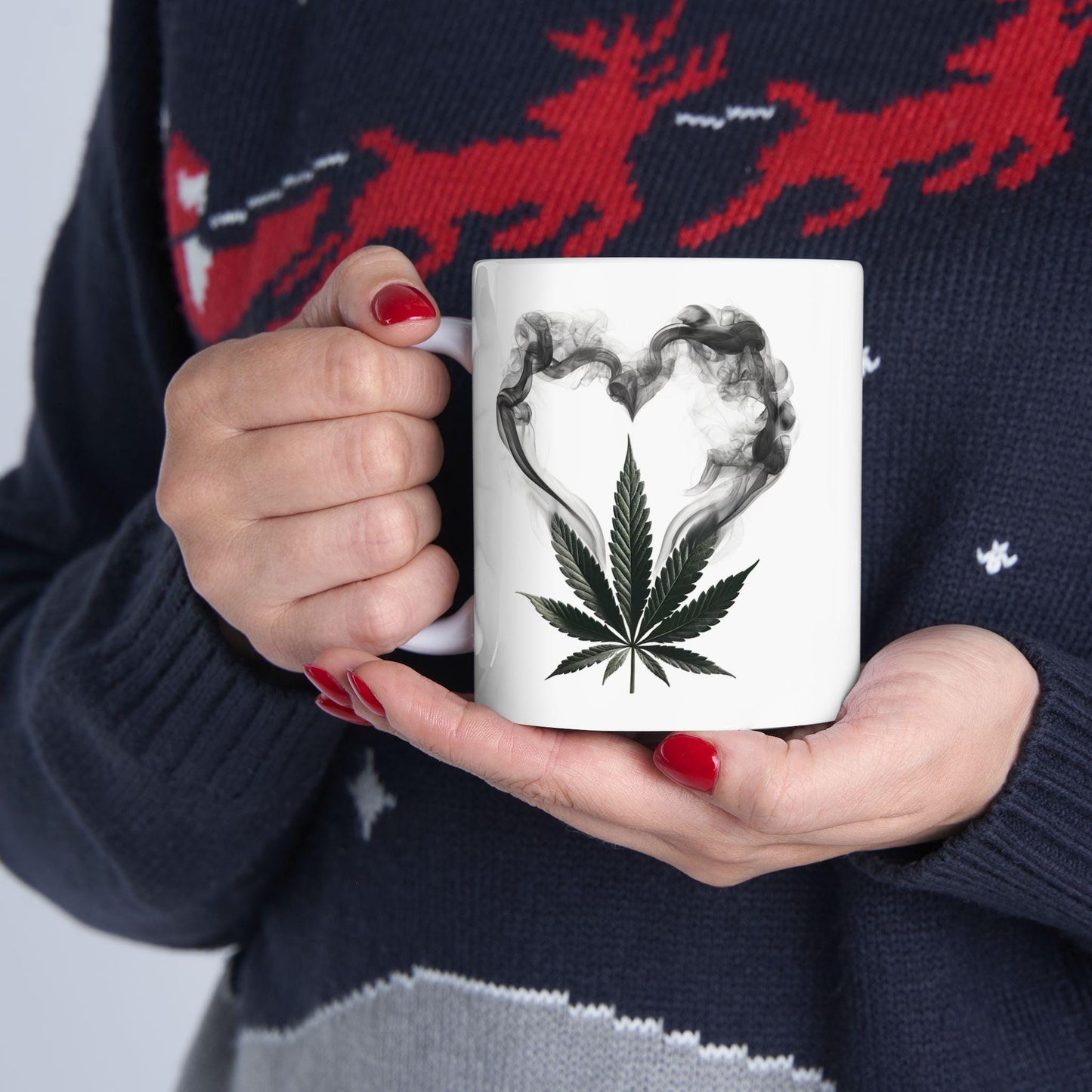420 SMOKE HEART - Weed Coffee Mug (11oz) - Stoner Gift for Couples, Gift for Girlfriend/Boyfriend; Wake & Bake / 420 Valentines Day Mug