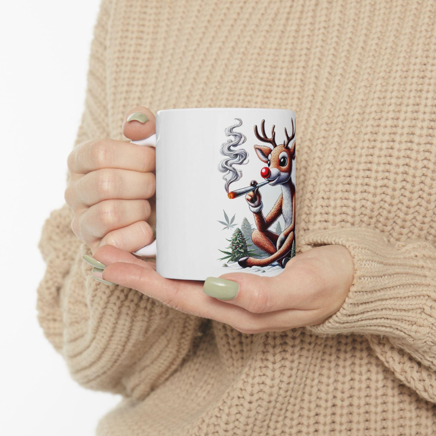STONER RUDOLPH - Weed Coffee Mug (11oz) - Christmas Gift for Weed Smokers, Stoners, Growers; Wake & Bake / 420 Mug, Weed / Christmas Mug