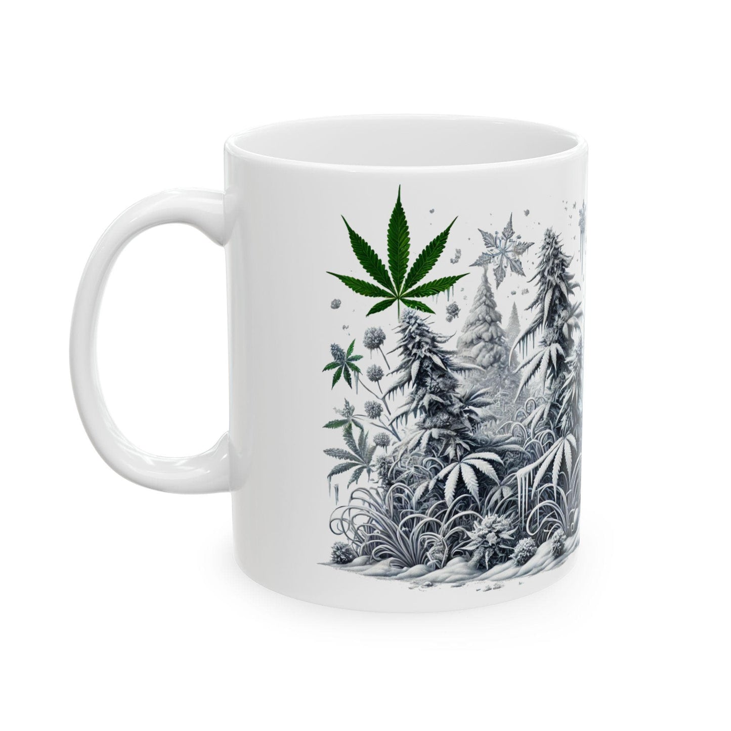 SNOWY WEED MUG - Weed Coffee Mug (11oz) - 420 Winter Gift for Weed Smokers, Stoners, Growers; Wake & Bake / 420 Mug, Weed / Christmas Mug