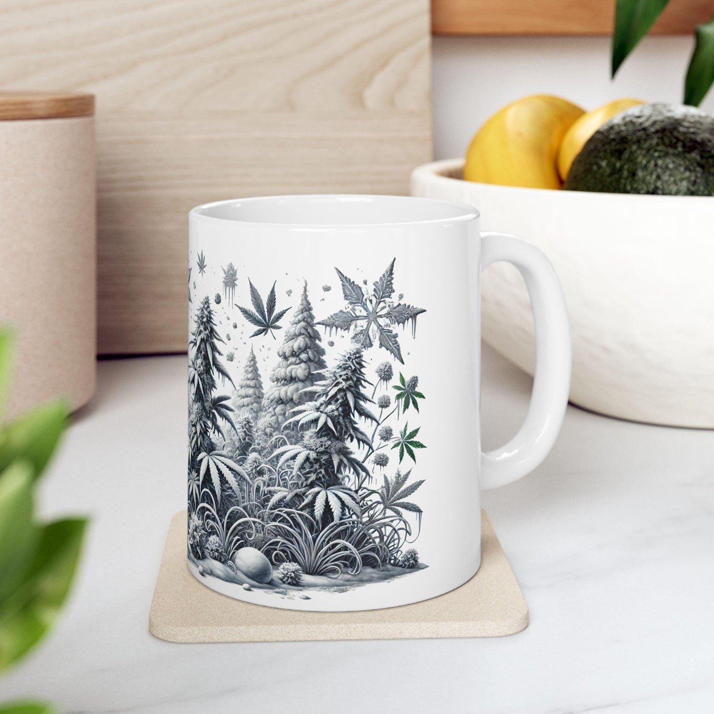 SNOWY WEED MUG - Weed Coffee Mug (11oz) - 420 Winter Gift for Weed Smokers, Stoners, Growers; Wake & Bake / 420 Mug, Weed / Christmas Mug