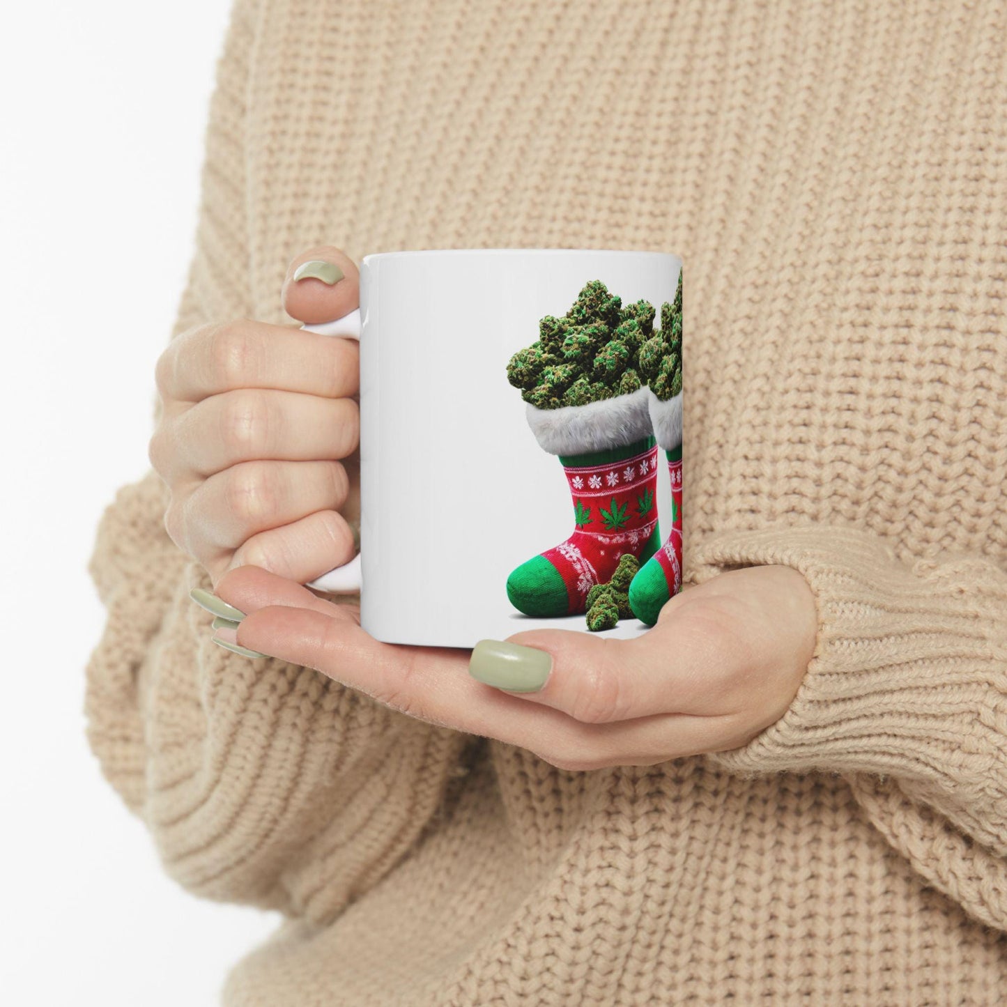 WEED STOCKINGS - 420 Coffee Mug (11oz) - Christmas Gift for Weed Smokers, Stoners, Growers; Wake & Bake / 420 Mug, Weed / 420 Christmas Mug