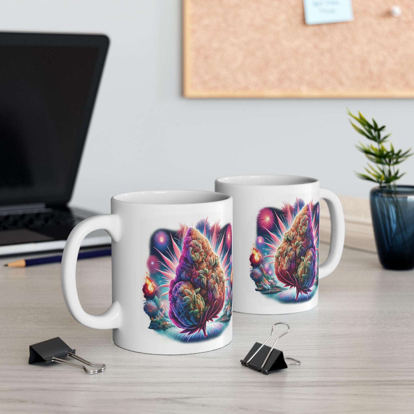 420 WEED FIREWORKS - Weed Coffee Mug (11oz) - 4th of July Gift for Stoners, Smokers, Growers; Wake & Bake / 420 Mug, Weed / 4th of July Mug