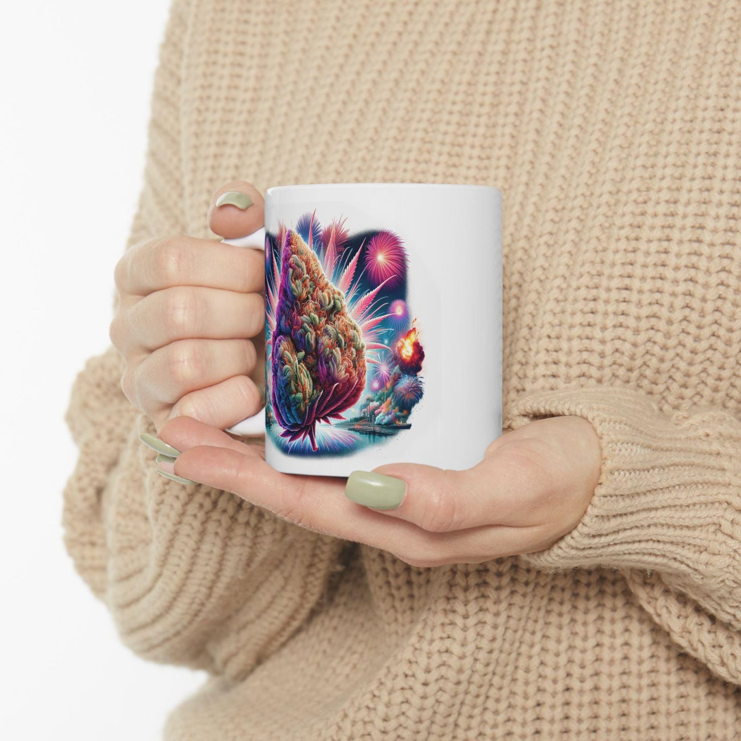 420 WEED FIREWORKS - Weed Coffee Mug (11oz) - 4th of July Gift for Stoners, Smokers, Growers; Wake & Bake / 420 Mug, Weed / 4th of July Mug