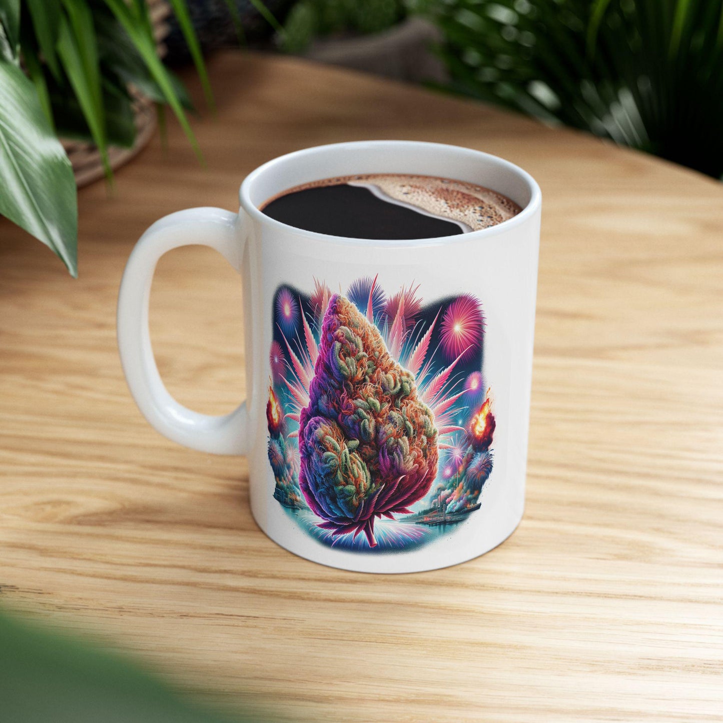 420 WEED FIREWORKS - Weed Coffee Mug (11oz) - 4th of July Gift for Stoners, Smokers, Growers; Wake & Bake / 420 Mug, Weed / 4th of July Mug