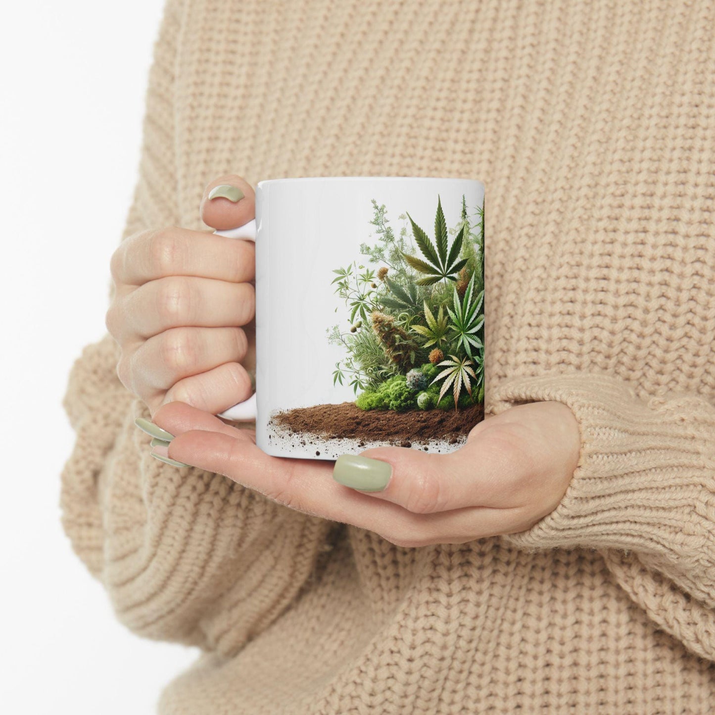 EARTHY WEED - Weed Coffee Mug (11oz) - Earth Day Gift for Stoners, Weed Smokers, Growers; Wake & Bake / 420 Cannabis Mug / Earth Day Mug