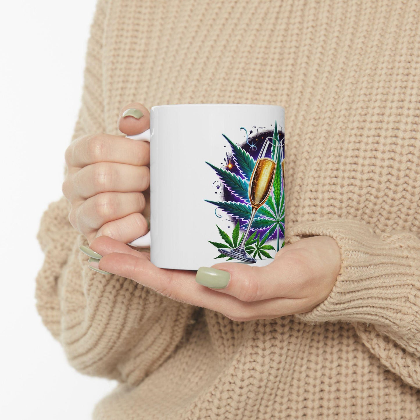 420 CHEERS - Weed Coffee Mug (11oz) - Stoner Gift for New Years, Birthdays, Celebrations; Wake & Bake / 420 Cannabis Mug / Celebration Mug