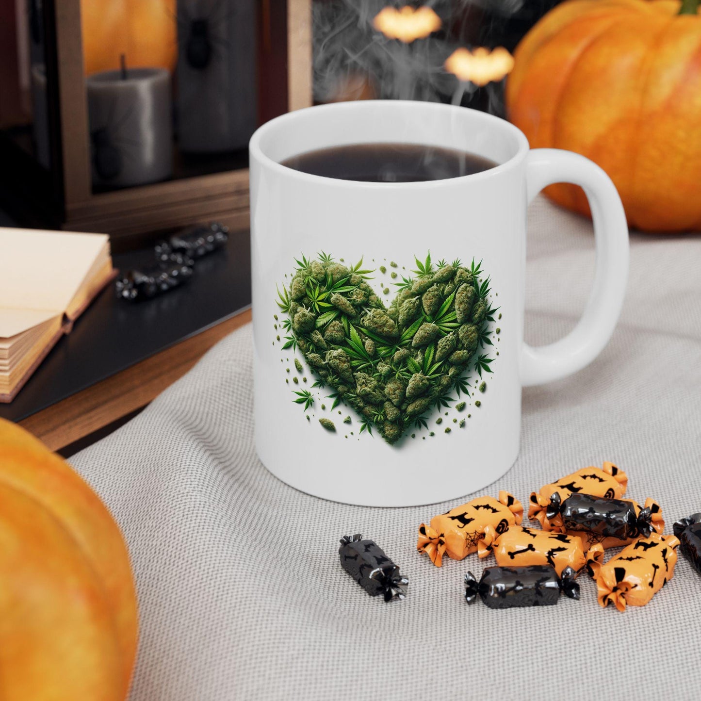 WEED HEART - Weed Coffee Mug (11oz) - Stoner Gift for Couples, Gift for Girlfriend/Boyfriend; Wake & Bake / Weed Mug / Valentines Day Mug