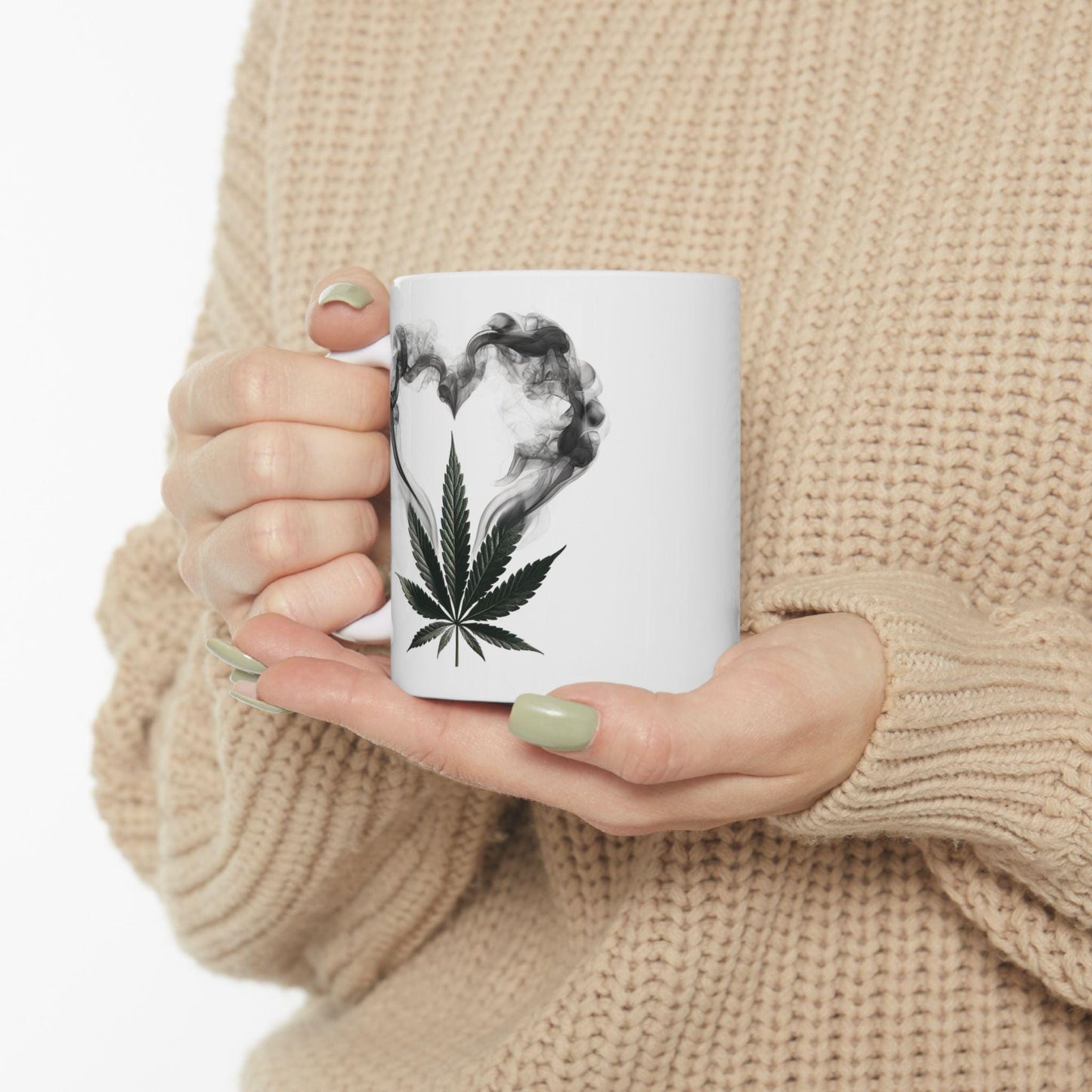 420 SMOKE HEART - Weed Coffee Mug (11oz) - Stoner Gift for Couples, Gift for Girlfriend/Boyfriend; Wake & Bake / 420 Valentines Day Mug