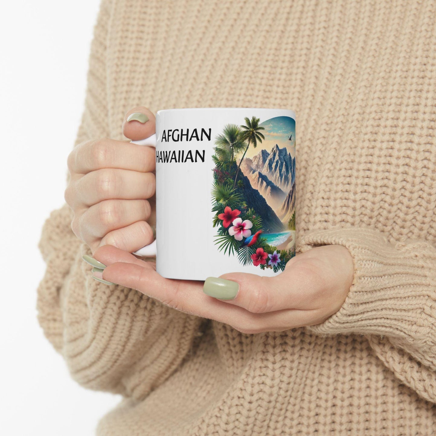 AFGHAN HAWAIIAN - (11oz) WEED Strain Themed Coffee Mugs - Perfect Gift for Smokers, Stoners/Smokers, Marijuana Lovers; Wake and Bake Mug