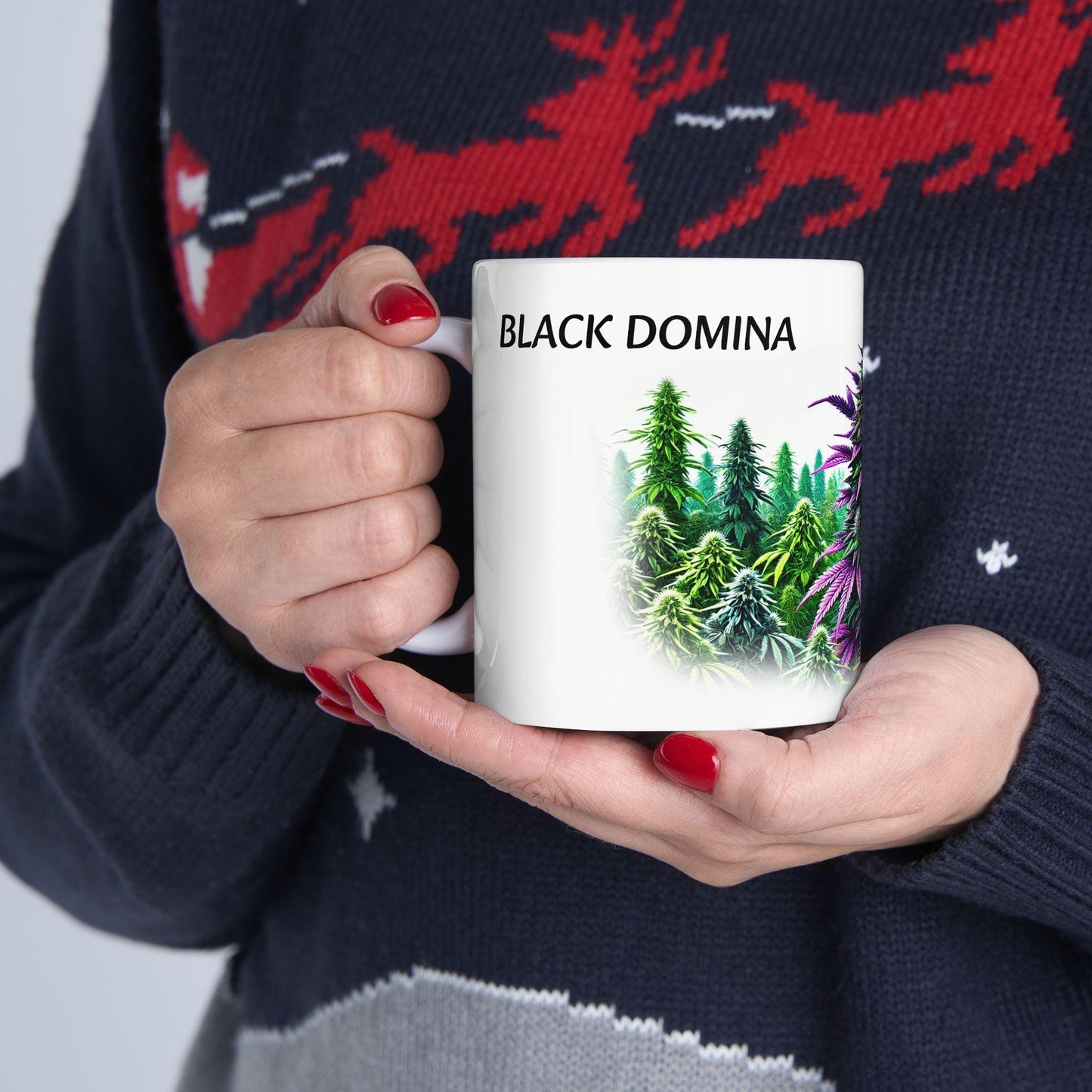 BLACK DOMINA - (11oz) WEED Strain Themed Coffee Mugs - Perfect Gift for Stoners/Smoker, Weed Mug for Marijuana Lovers; Funny Wake & Bake Mug
