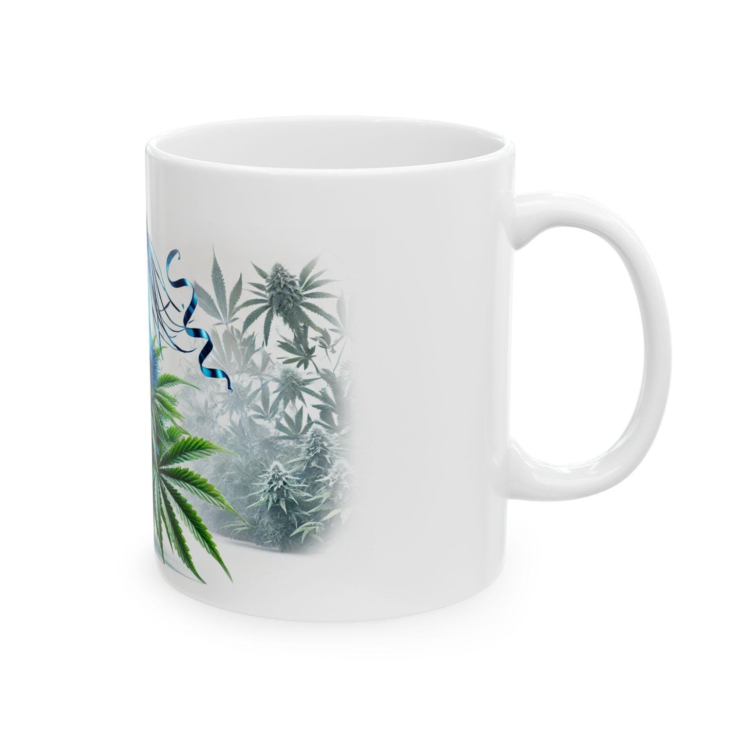 BLUE PARTY HAT - (11oz) Weed Strain Themed Coffee Mugs - Perfect Gift for Stoners, Weed Mug for Marijuana Lovers; Funny Wake & Bake Mug