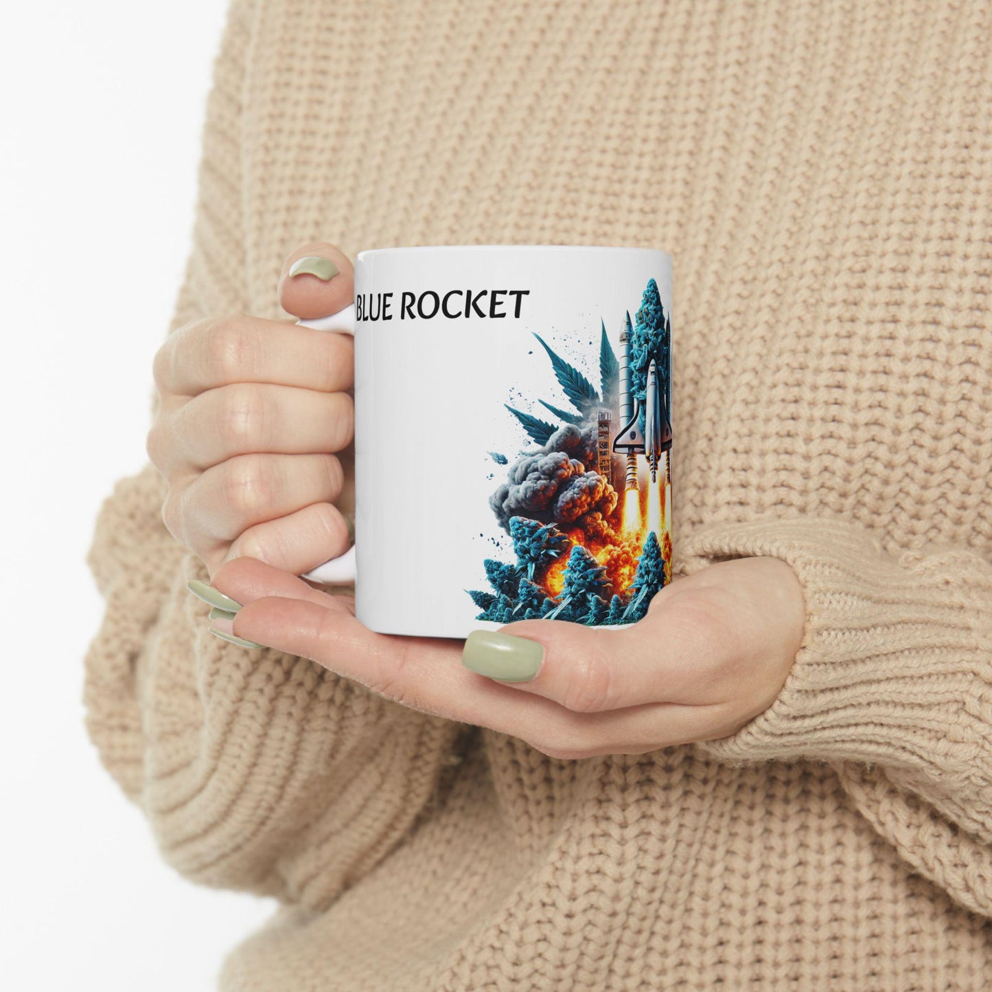 BLUE ROCKET - (11oz) WEED Strain Themed Coffee Mugs - Perfect Gift for Stoners/Smoker, Weed Mug for Marijuana Lovers; Funny Wake & Bake Mug