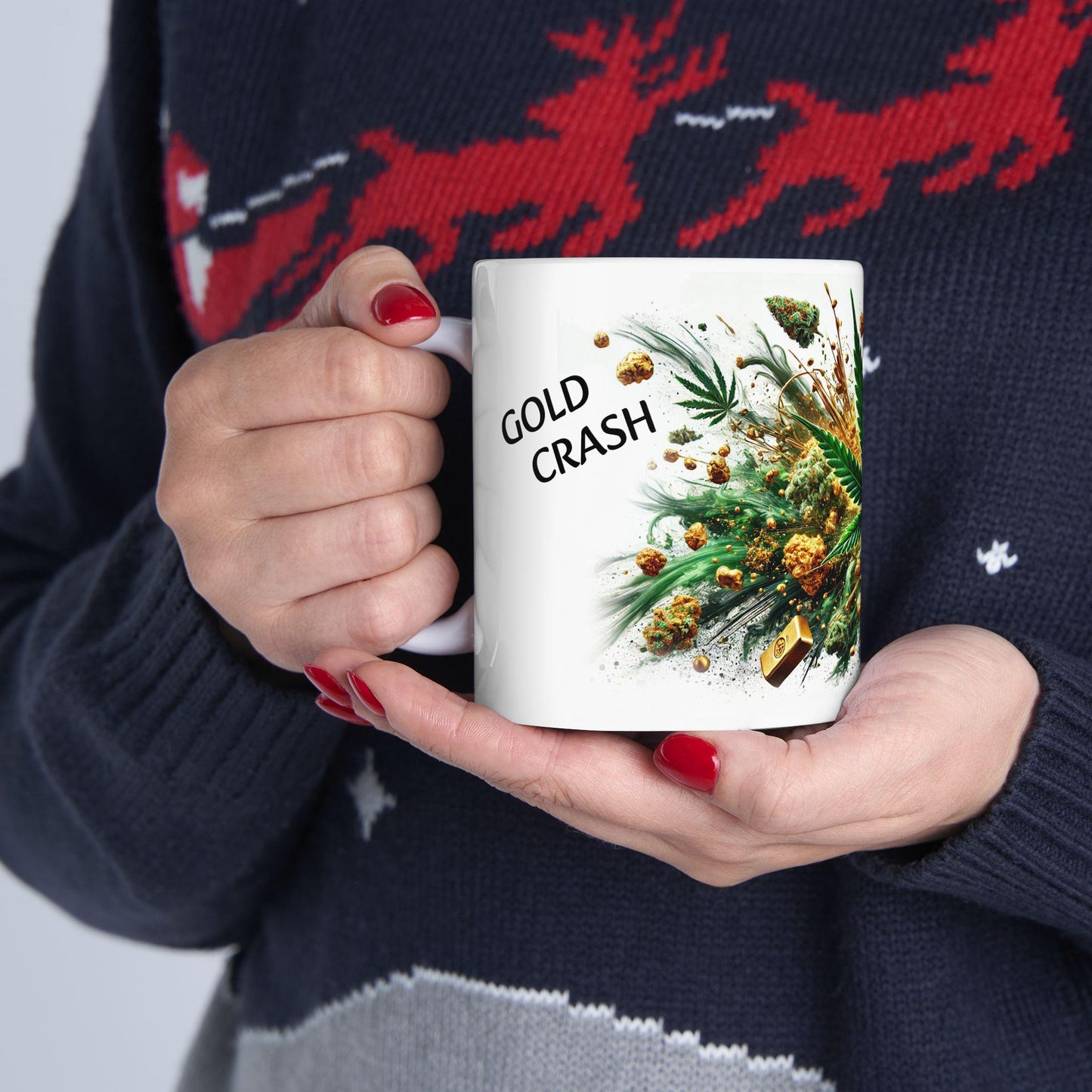 GOLD CRASH - (11oz) Weed Strain Themed Coffee Mugs - Perfect Gift for Stoners, Weed Mug for Cannabis Decor; Funny Wake & Bake Mug , 420 Mug