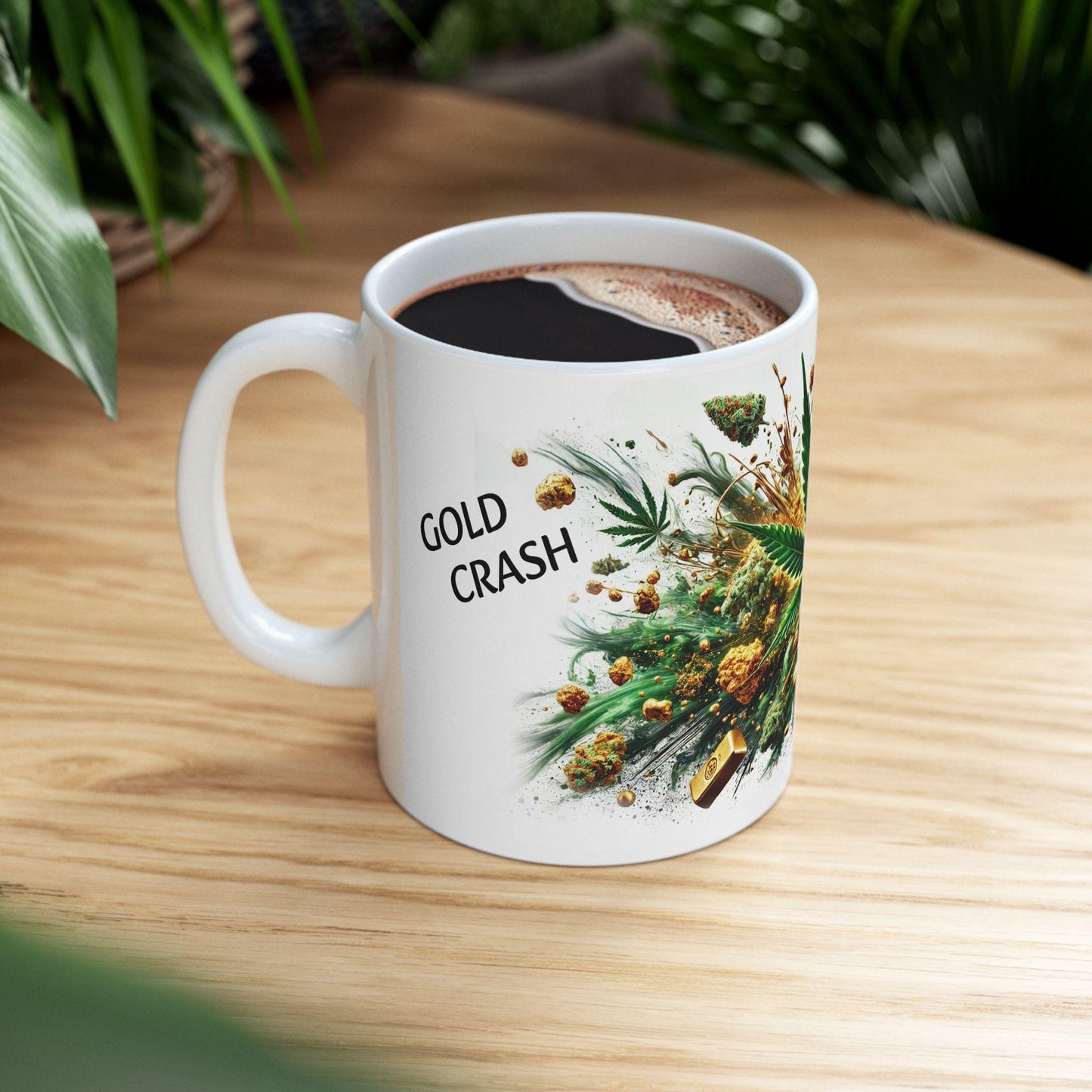 GOLD CRASH - (11oz) Weed Strain Themed Coffee Mugs - Perfect Gift for Stoners, Weed Mug for Cannabis Decor; Funny Wake & Bake Mug , 420 Mug