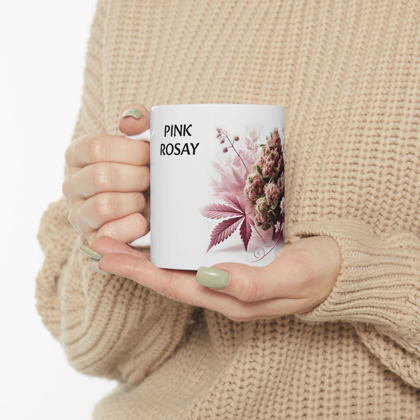 PINK ROZAY - (11oz) Weed Strain Themed Coffee Mugs - Perfect Gift for Stoners, Weed Mug for Cannabis Decor; Funny 420 Wake & Bake Mug