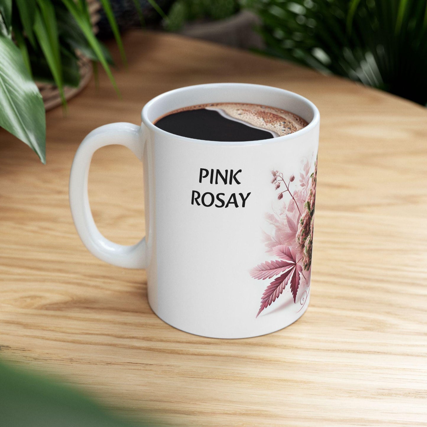 PINK ROZAY - (11oz) Weed Strain Themed Coffee Mugs - Perfect Gift for Stoners, Weed Mug for Cannabis Decor; Funny 420 Wake & Bake Mug