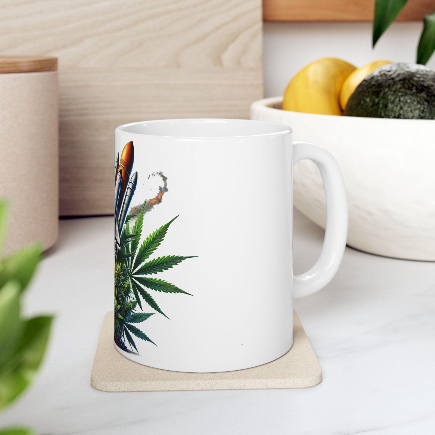 ROCKET FUEL - (11oz) Weed Strain Themed Coffee Mugs - Perfect Gift for Stoners, Weed Mug for Cannabis Decor; 420 Space Wake & Bake Mug