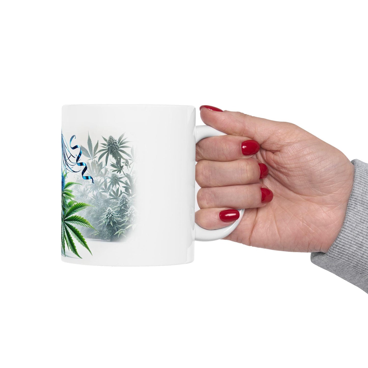 BLUE PARTY HAT - (11oz) Weed Strain Themed Coffee Mugs - Perfect Gift for Stoners, Weed Mug for Marijuana Lovers; Funny Wake & Bake Mug