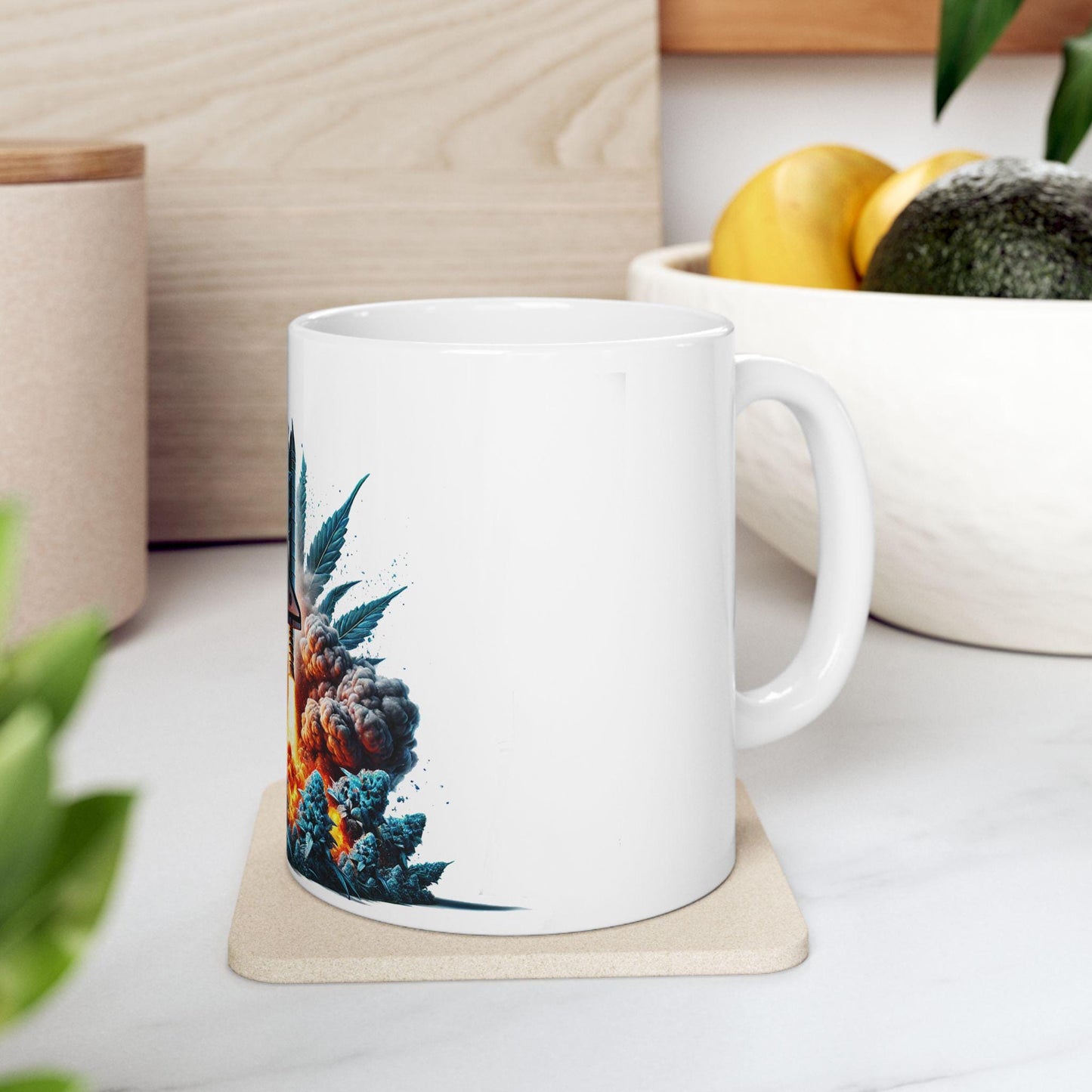BLUE ROCKET - (11oz) WEED Strain Themed Coffee Mugs - Perfect Gift for Stoners/Smoker, Weed Mug for Marijuana Lovers; Funny Wake & Bake Mug
