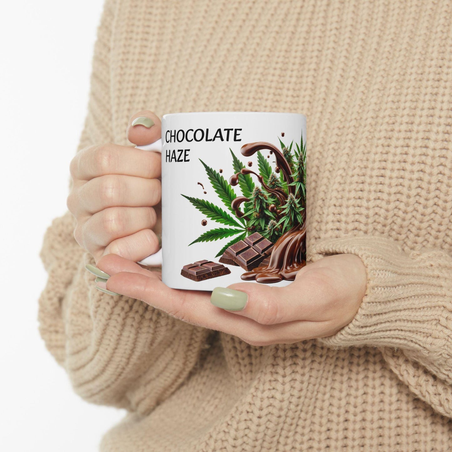 CHOCOLATE HAZE - (11oz) Weed Strain Themed Coffee Mugs - Perfect Gift for Stoners, Weed Mug for Cannabis Decor; Funny Wake & Bake Mug