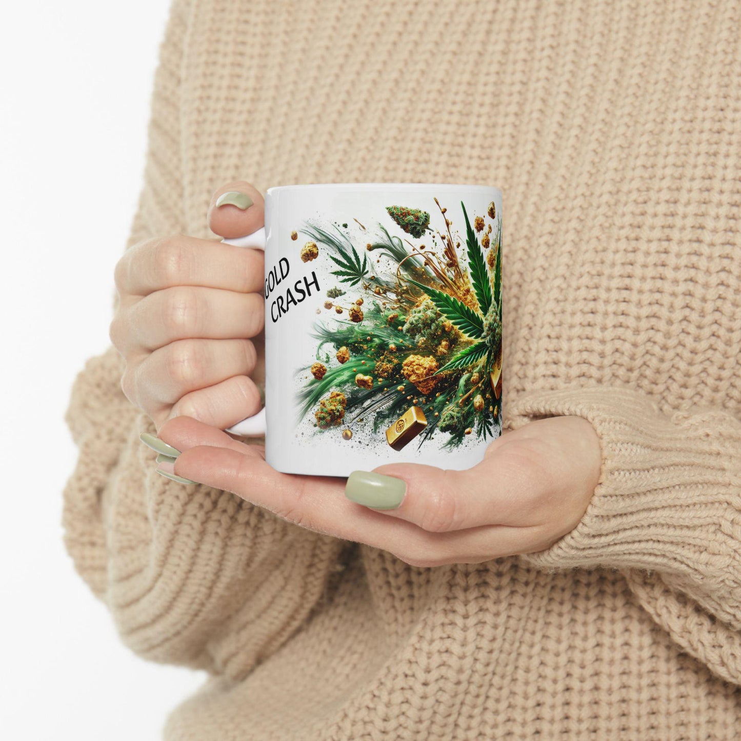 GOLD CRASH - (11oz) Weed Strain Themed Coffee Mugs - Perfect Gift for Stoners, Weed Mug for Cannabis Decor; Funny Wake & Bake Mug , 420 Mug