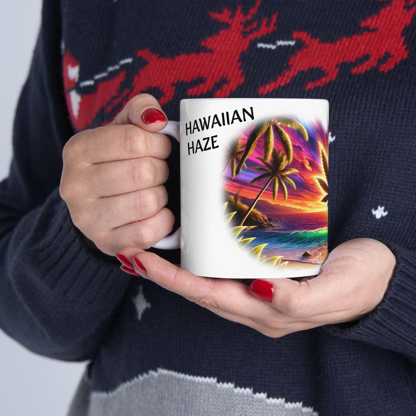 HAWAIIAN HAZE - (11oz) Weed Strain Themed Coffee Mugs - Perfect Gift for Stoners, Weed Mug for Cannabis Decor; Funny 420 Wake & Bake Mug