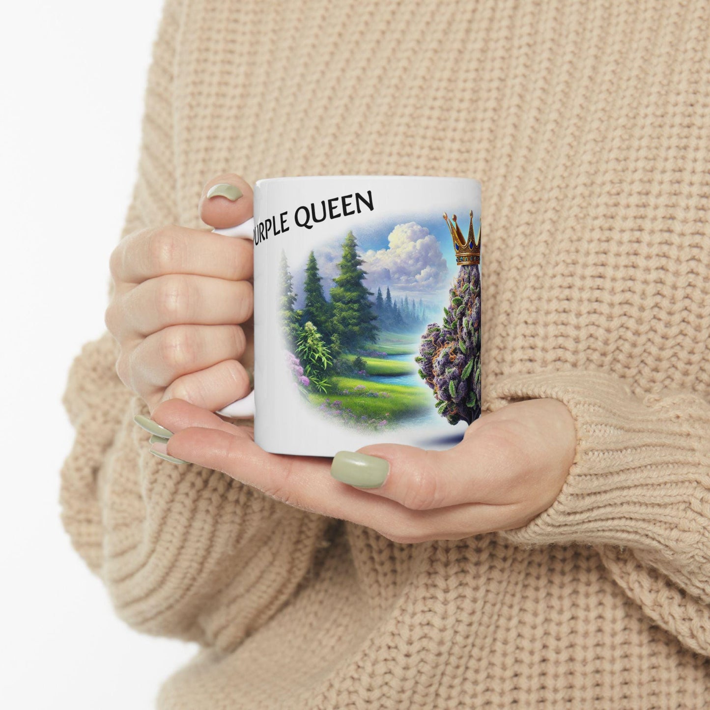 PURPLE QUEEN - (11oz) Weed Strain Themed Coffee Mugs - Perfect Gift for Stoners, Weed Mug for Cannabis Decor; Funny 420 Wake & Bake Mug