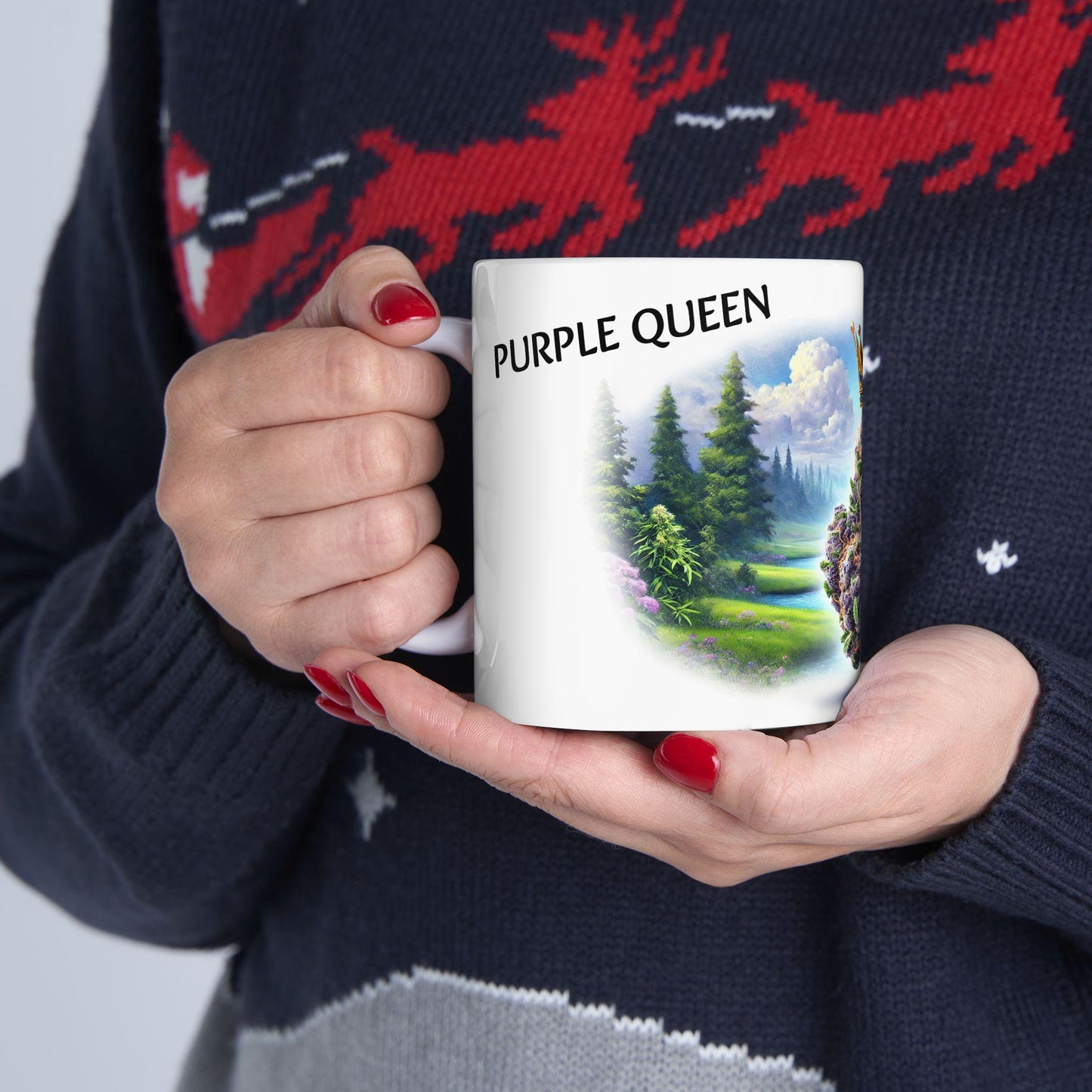 PURPLE QUEEN - (11oz) Weed Strain Themed Coffee Mugs - Perfect Gift for Stoners, Weed Mug for Cannabis Decor; Funny 420 Wake & Bake Mug