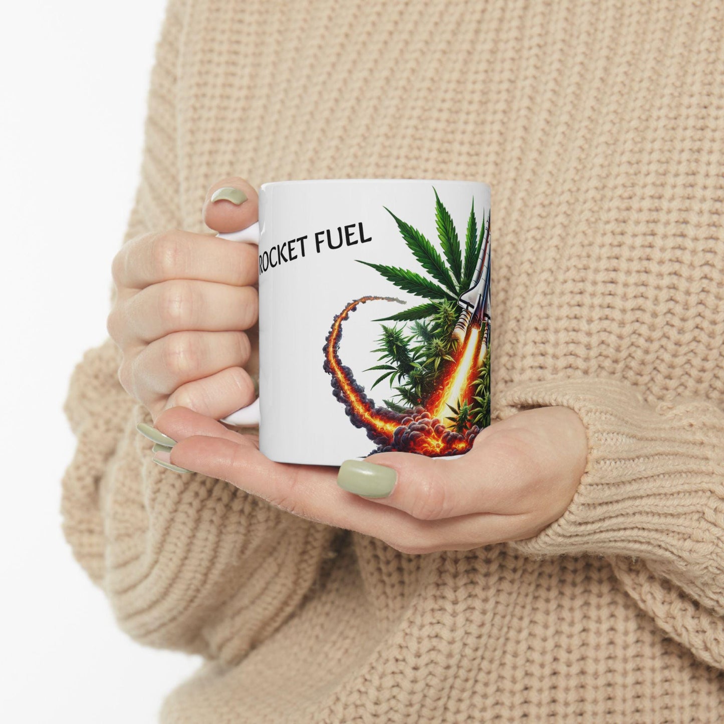ROCKET FUEL - (11oz) Weed Strain Themed Coffee Mugs - Perfect Gift for Stoners, Weed Mug for Cannabis Decor; 420 Space Wake & Bake Mug