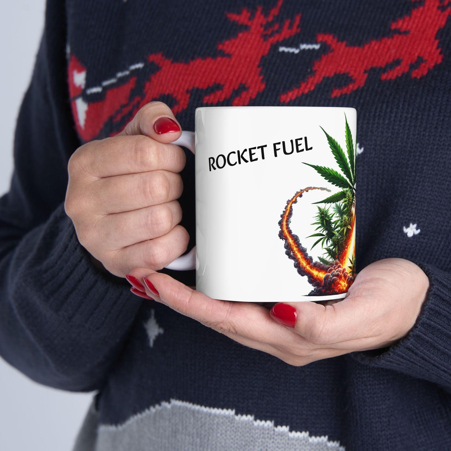 ROCKET FUEL - (11oz) Weed Strain Themed Coffee Mugs - Perfect Gift for Stoners, Weed Mug for Cannabis Decor; 420 Space Wake & Bake Mug