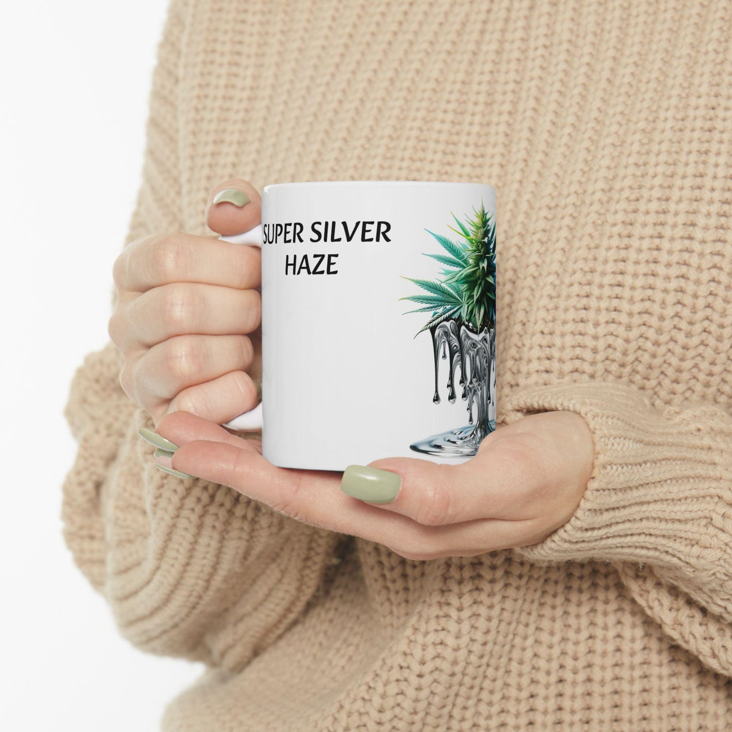 SUPER SILVER HAZE - (11oz) Weed Strain Themed Coffee Mugs - Perfect Gift for Stoners, Weed Mug for Cannabis Decor; 420 Wake & Bake Mug
