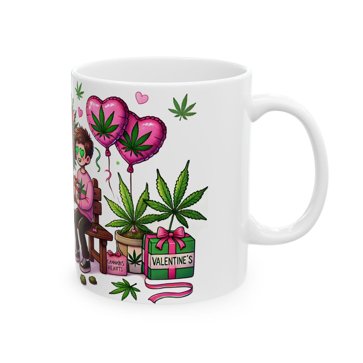 420 VALENTINES DAY - Weed Coffee Mug (11oz) - Gift for Boy Couples, Gift for Boyfriend; Wake & Bake / Stoner Valentine Day Mug - Gay Gift