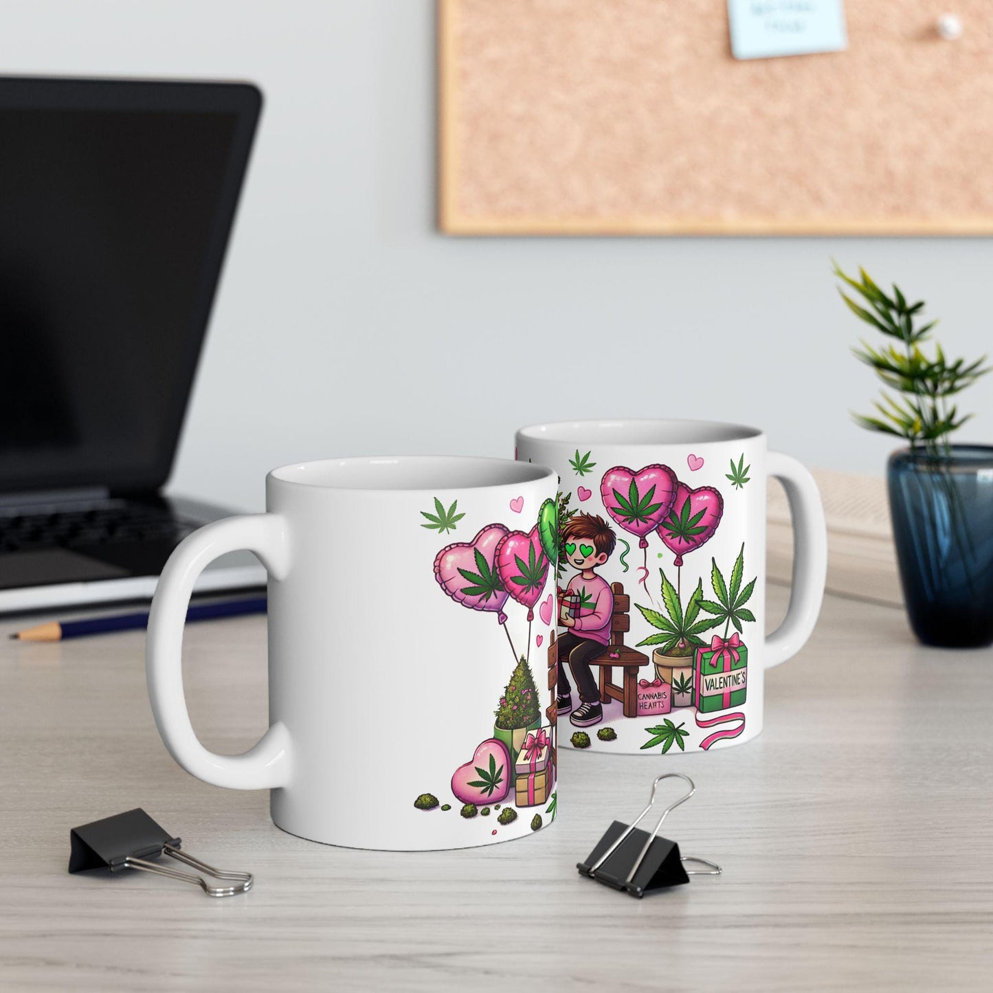 420 VALENTINES DAY - Weed Coffee Mug (11oz) - Gift for Boy Couples, Gift for Boyfriend; Wake & Bake / Stoner Valentine Day Mug - Gay Gift