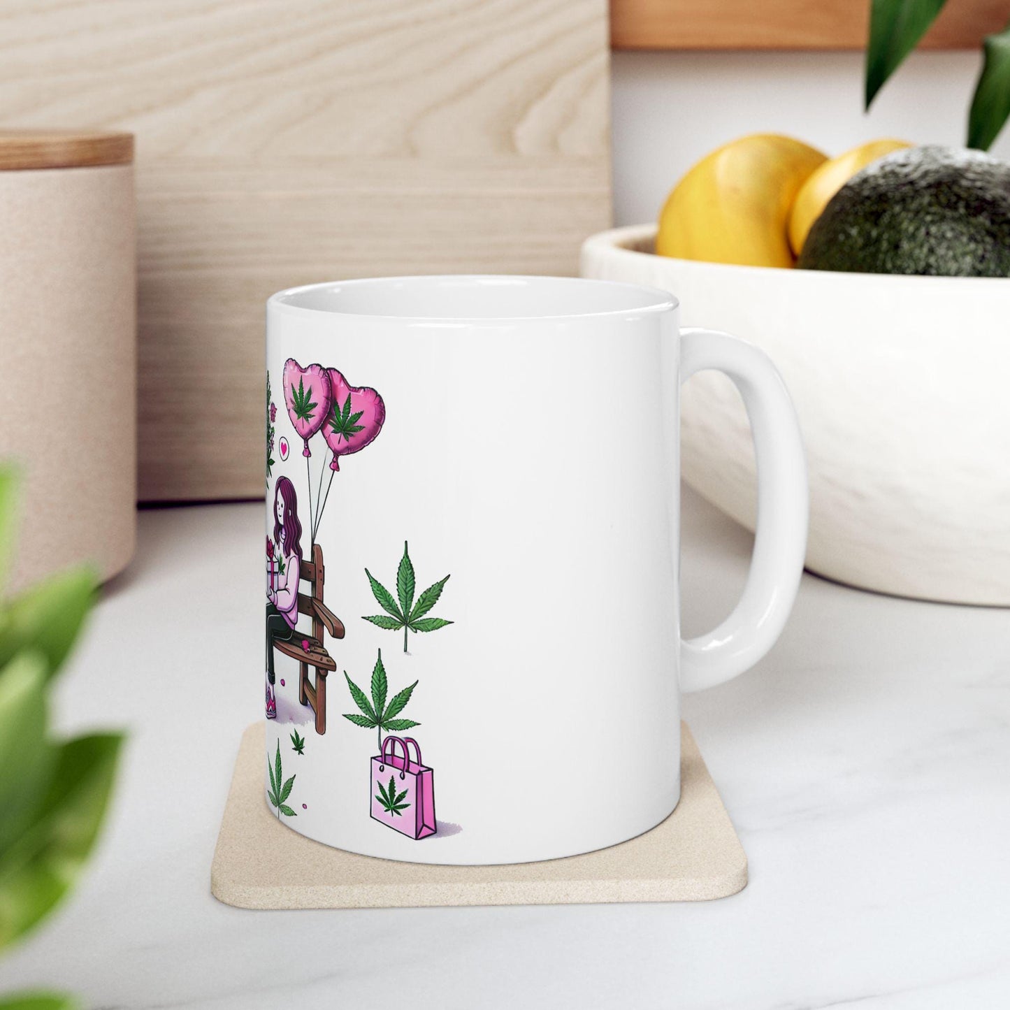 420 VALENTINES DAY - Weed Coffee Mug (11oz) - Stoner Gift for Girl Couples, Gift for Girlfriend; Wake & Bake / Stoner Valentine Day Mug