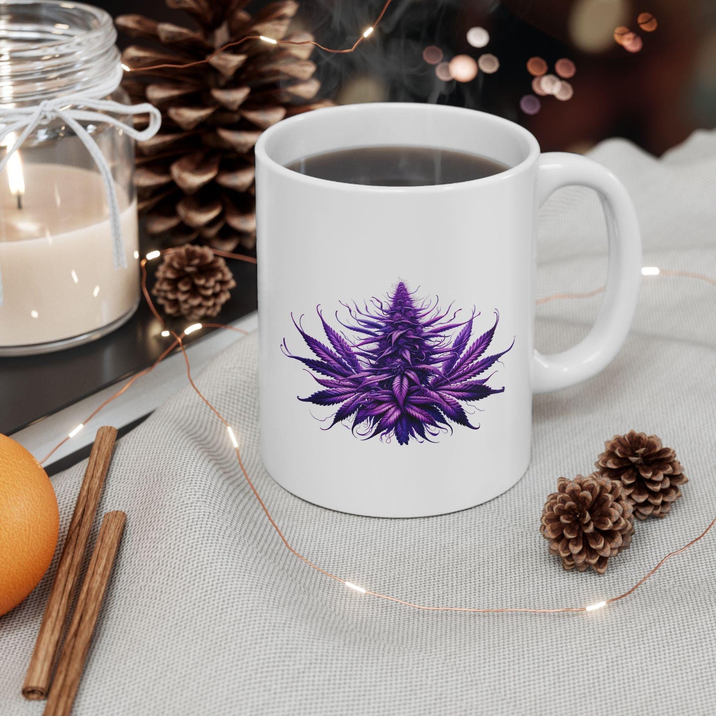 Purple WEED Plant Coffee Mug - Discrete Stoner Wake and Bake Mug - NO WORDS