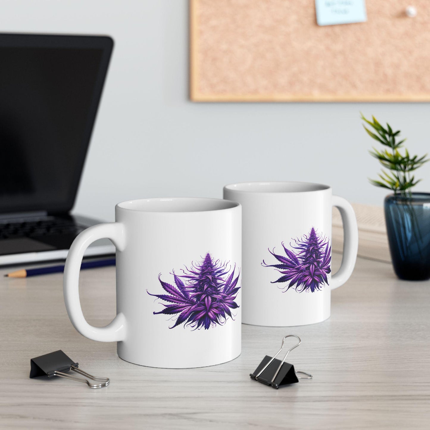Purple WEED Plant Coffee Mug - Discrete Stoner Wake and Bake Mug - NO WORDS