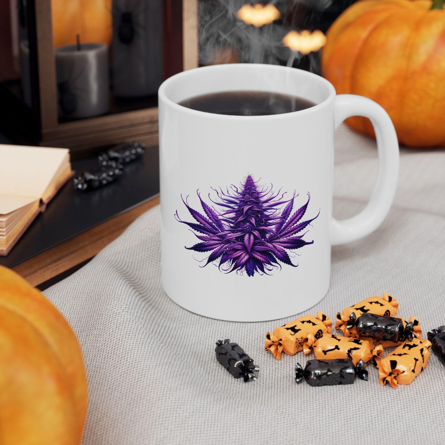 Purple WEED Plant Coffee Mug - Discrete Stoner Wake and Bake Mug - NO WORDS
