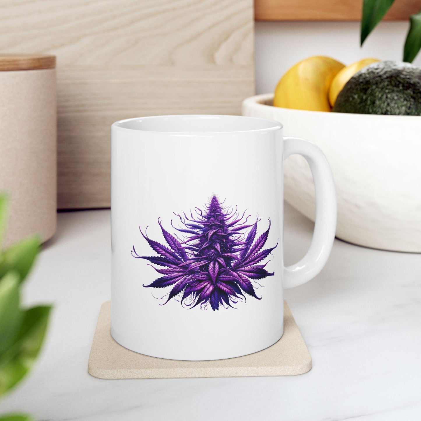 Purple WEED Plant Coffee Mug - Discrete Stoner Wake and Bake Mug - NO WORDS