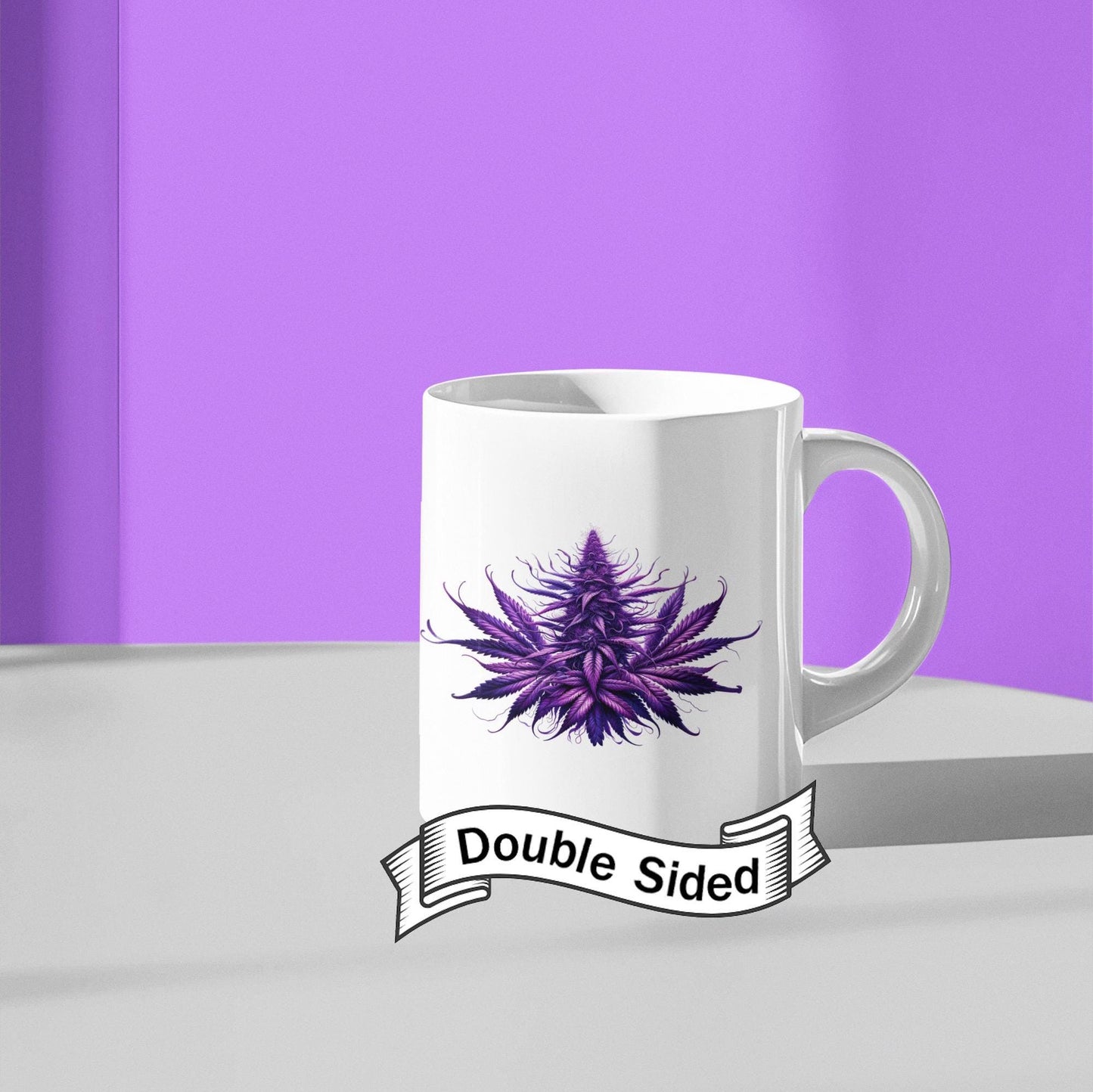 Purple WEED Plant Coffee Mug - Discrete Stoner Wake and Bake Mug - NO WORDS