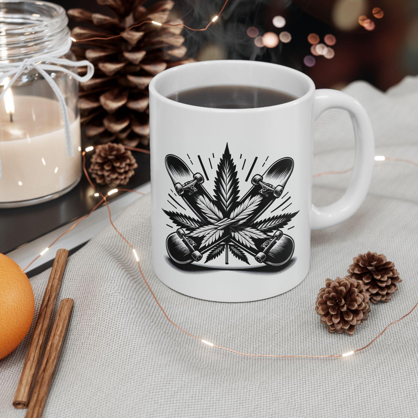 WEED DE SKATEBOARD - Weed Themed Coffee Mugs; Skateboard Themed, Marijuana Mugs - Gift for Stoners, Skaters - Wake and Bake