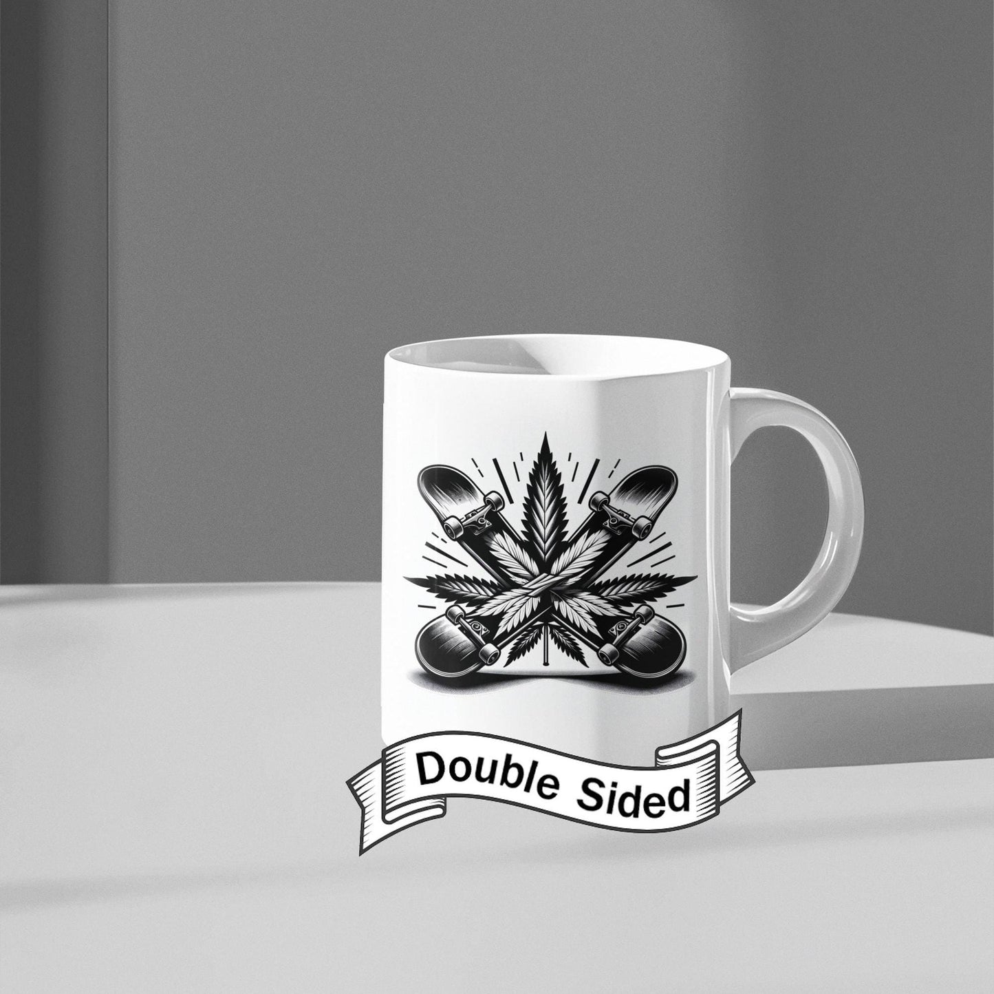 WEED DE SKATEBOARD - Weed Themed Coffee Mugs; Skateboard Themed, Marijuana Mugs - Gift for Stoners, Skaters - Wake and Bake