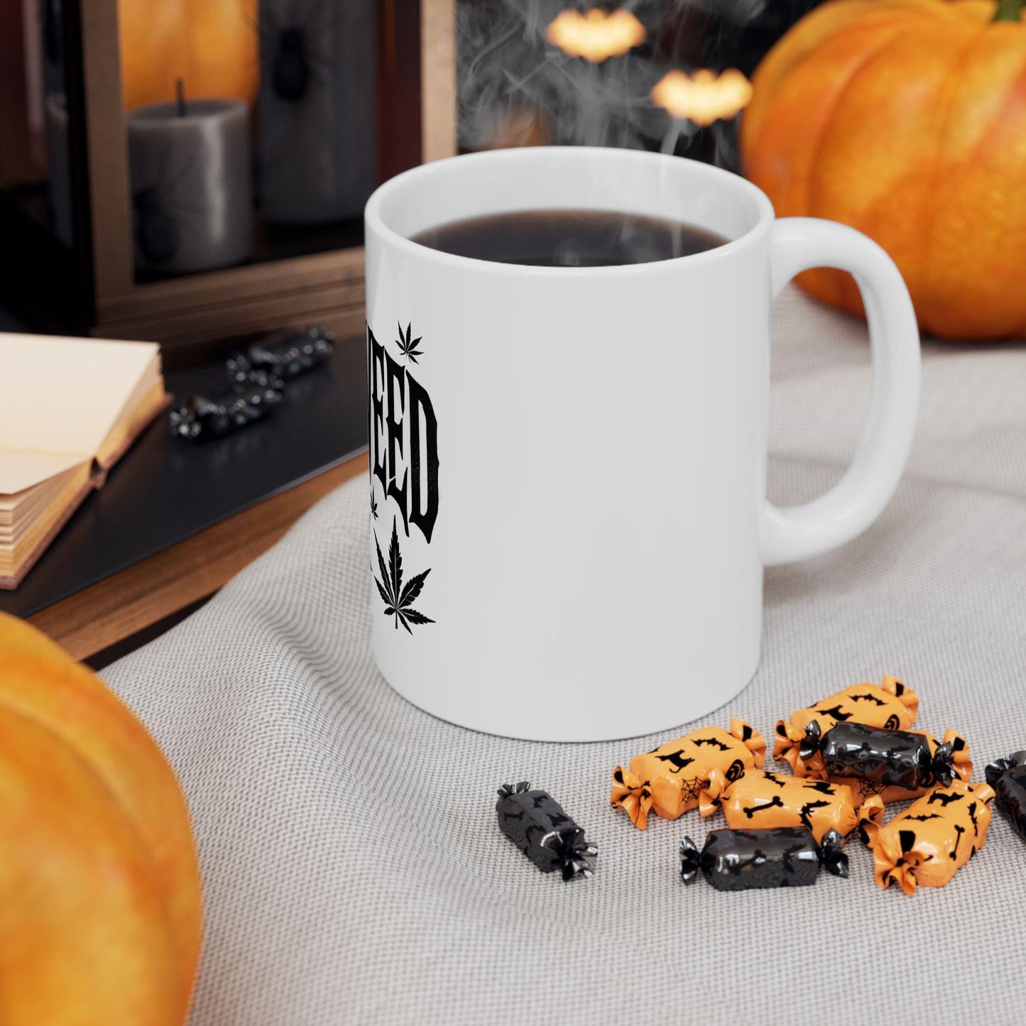 HALLOWEED - Weed Coffee Mug (11oz) - Halloween Gift for Weed Smokers, Stoners, Growers; Wake & Bake / 420 Mug, Ganja Weed / Marijuana Gift