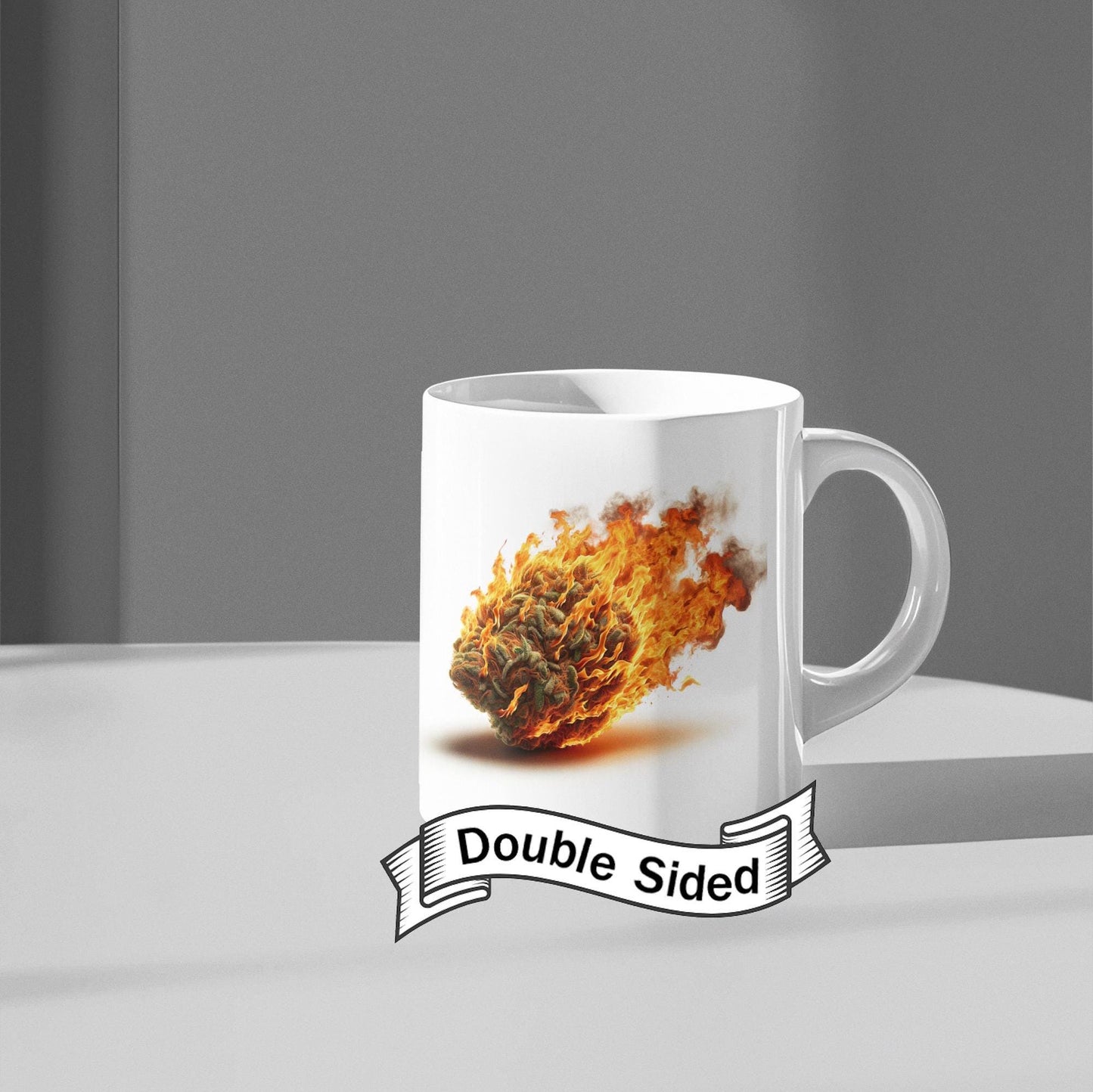 FLAMING WEED - Weed Themed Coffee Mugs; Marijuana Mugs - Cannabis Decor - Gift for Smokers, Stoners, Wake and Bake, Weed Lovers