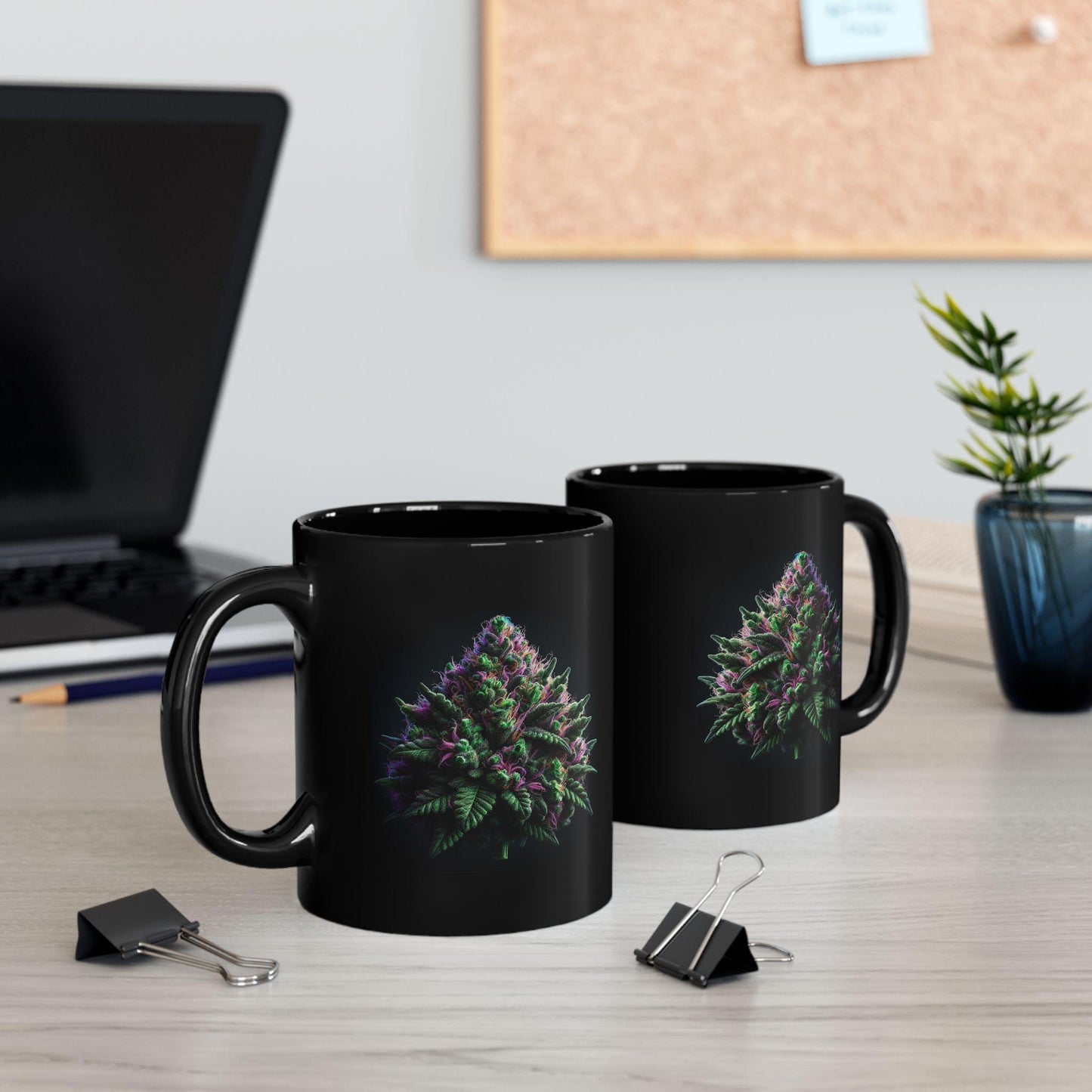 PURPLE WEED - BLACK Marijuana Themed Coffee Mugs, Weed Lovers, Perfect Gift for Smokers, Stoners, Growers.
