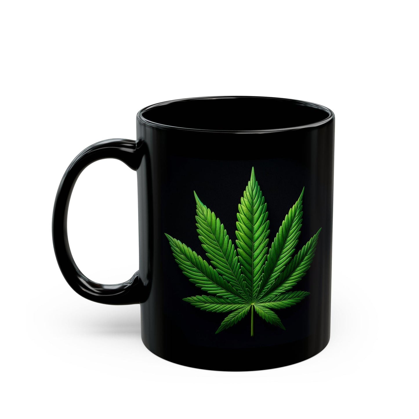POT LEAF - BLACK Weed Themed Coffee Mugs, Weed Lovers, Perfect Gift for Smokers, Stoners, Growers.