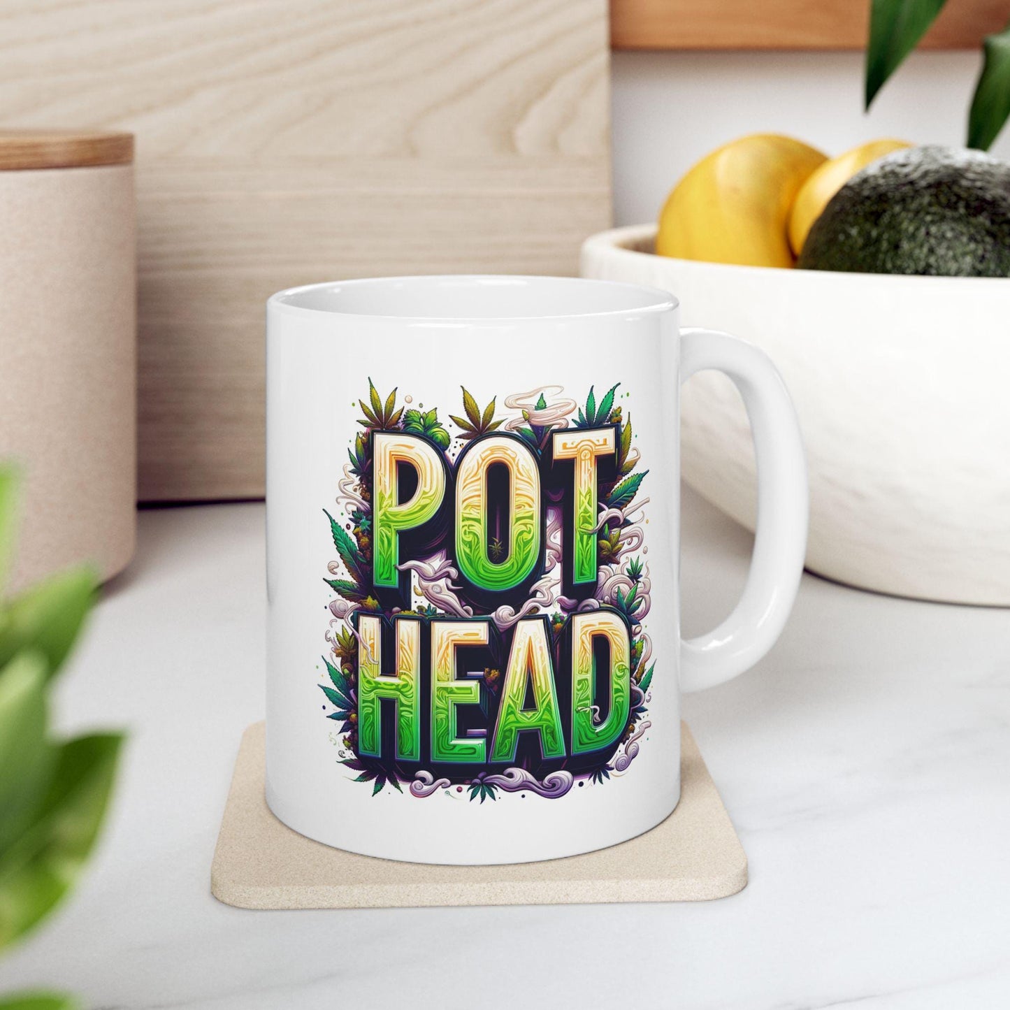 POT HEAD - Weed Themed Coffee Mugs, Marijuana Mugs; Cannabis Cup - Stoner Gifts for Pot Heads, Stoner Lifestyle