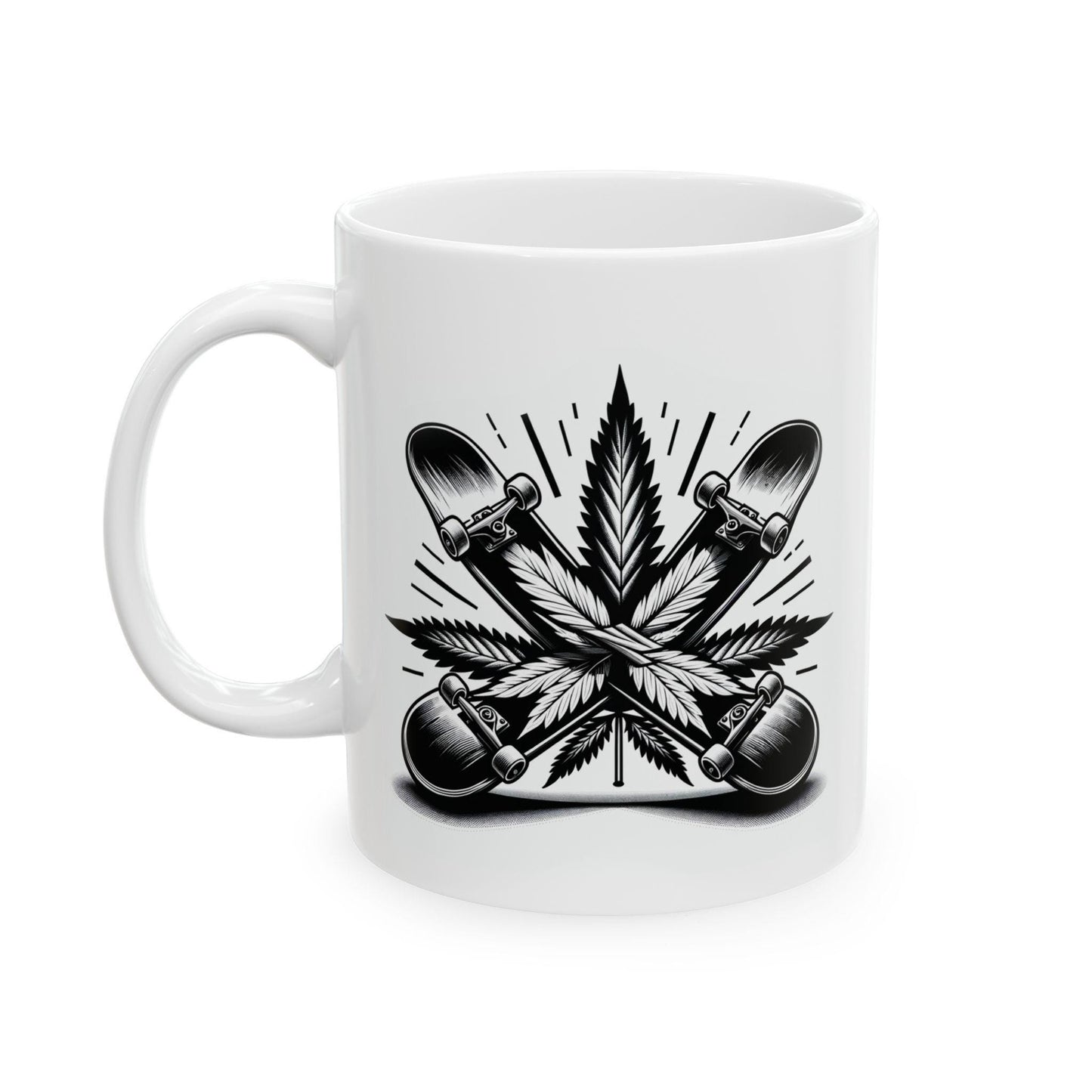 WEED DE SKATEBOARD - Weed Themed Coffee Mugs; Skateboard Themed, Marijuana Mugs - Gift for Stoners, Skaters - Wake and Bake