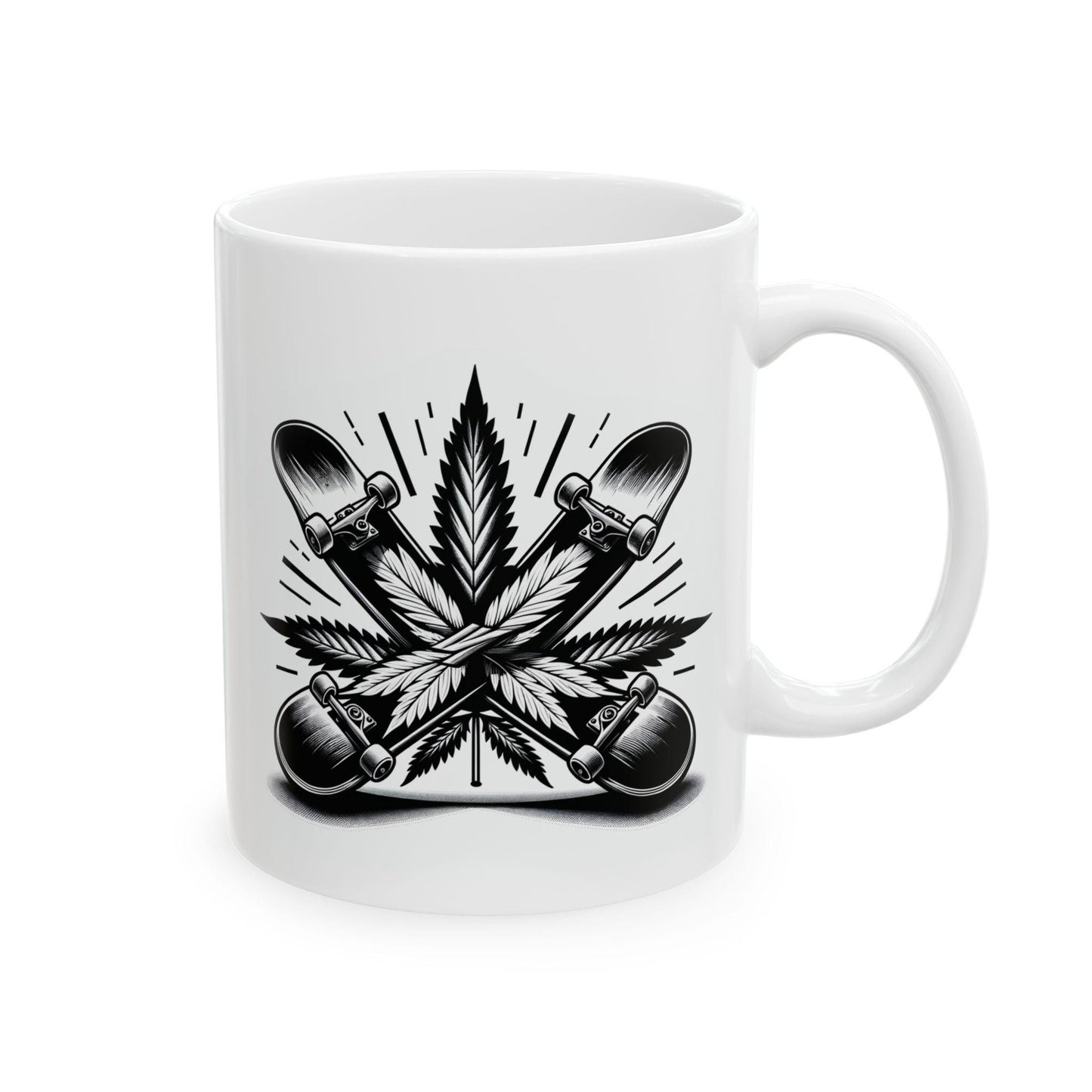 WEED DE SKATEBOARD - Weed Themed Coffee Mugs; Skateboard Themed, Marijuana Mugs - Gift for Stoners, Skaters - Wake and Bake
