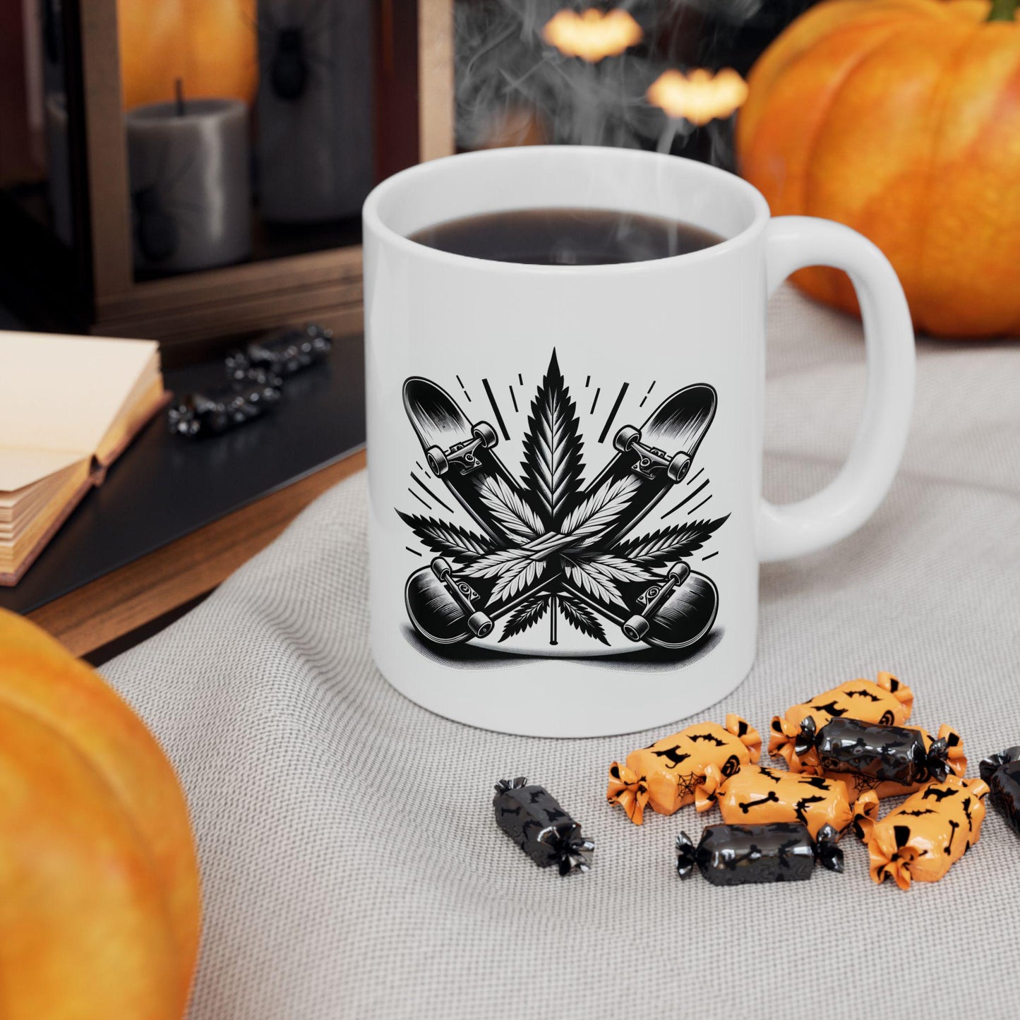 WEED DE SKATEBOARD - Weed Themed Coffee Mugs; Skateboard Themed, Marijuana Mugs - Gift for Stoners, Skaters - Wake and Bake