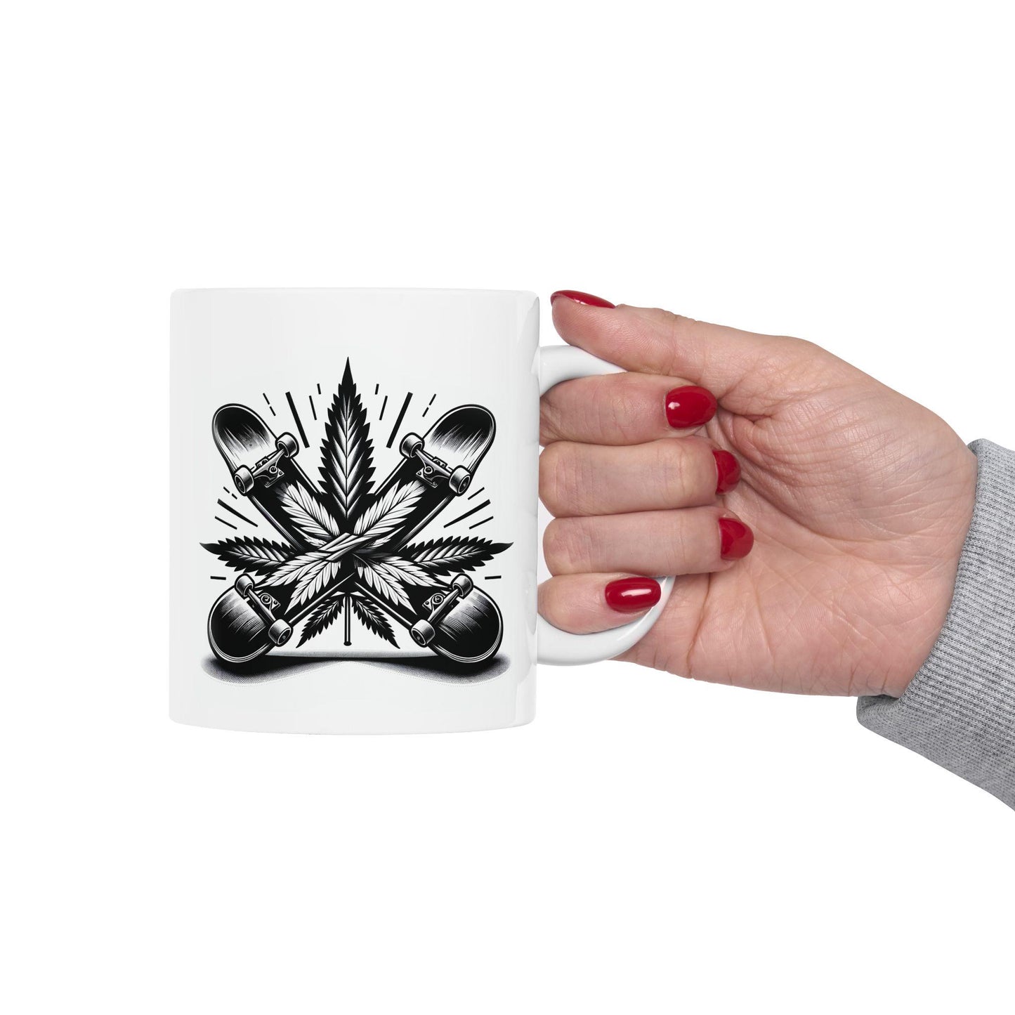 WEED DE SKATEBOARD - Weed Themed Coffee Mugs; Skateboard Themed, Marijuana Mugs - Gift for Stoners, Skaters - Wake and Bake